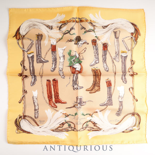 エルメス スカーフ カレ45 A PROPOS DE BOTTES ブーツ柄 SILK100% 箱 カード