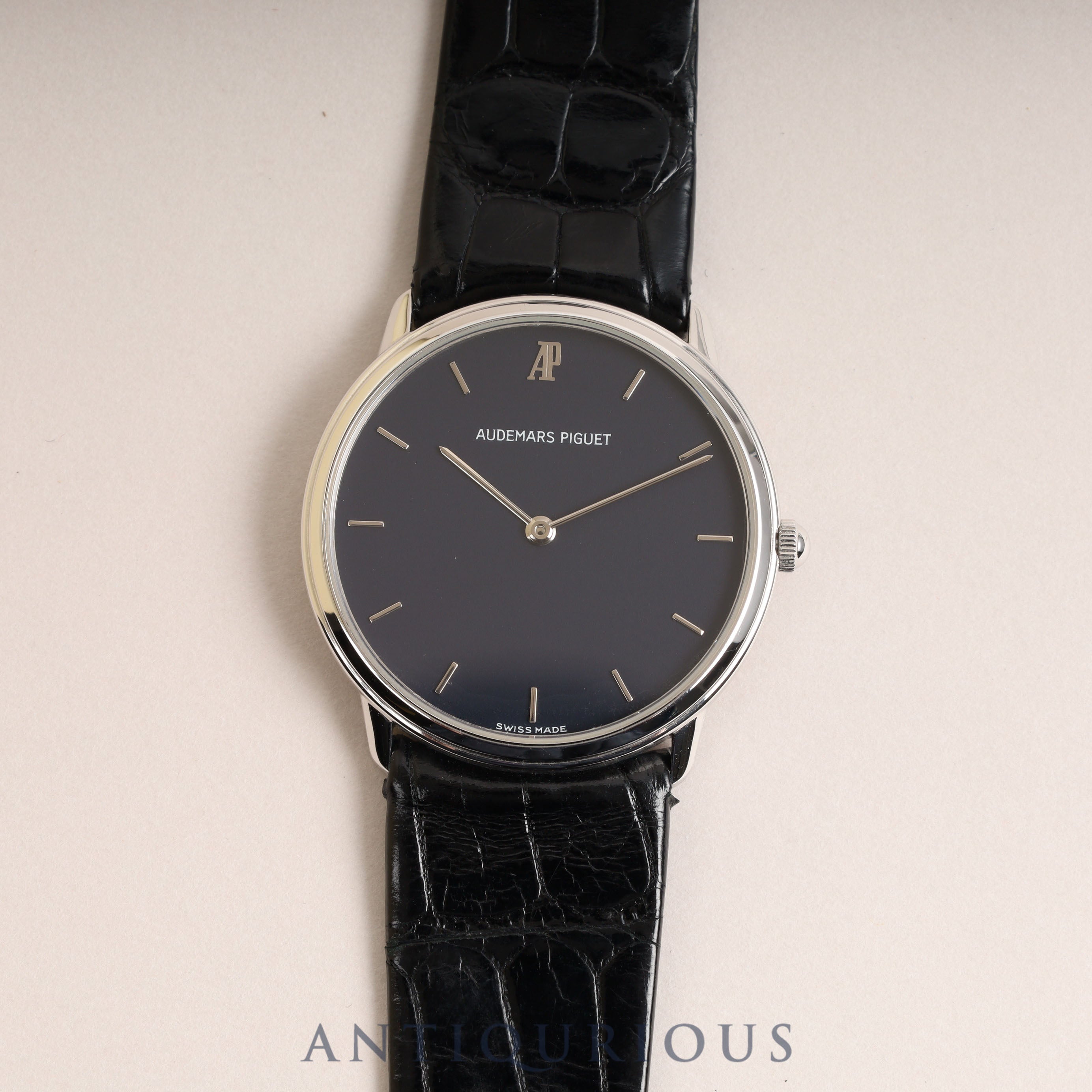 Audemars Piguet Extra Flat Quartz Cal.2612 WG Leather Genuine Buckle (750) Midnight Blue Dial 31.0mm