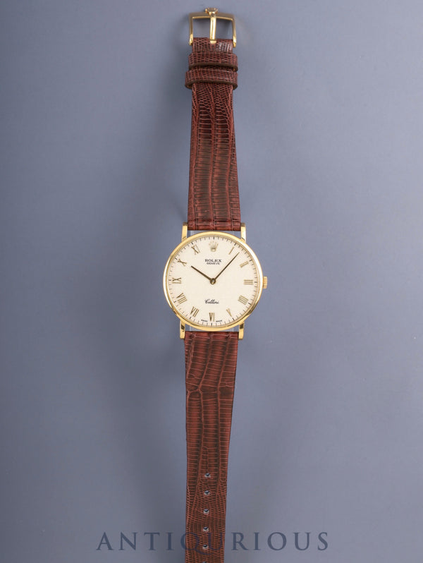 ロレックス チェリーニ 5109 手巻き Cal.1602 750YG 革 純正ピンバックル（750YG）彫りコンピューター文字盤 32mm  W番（1994年～1995年）オーバーホール済み