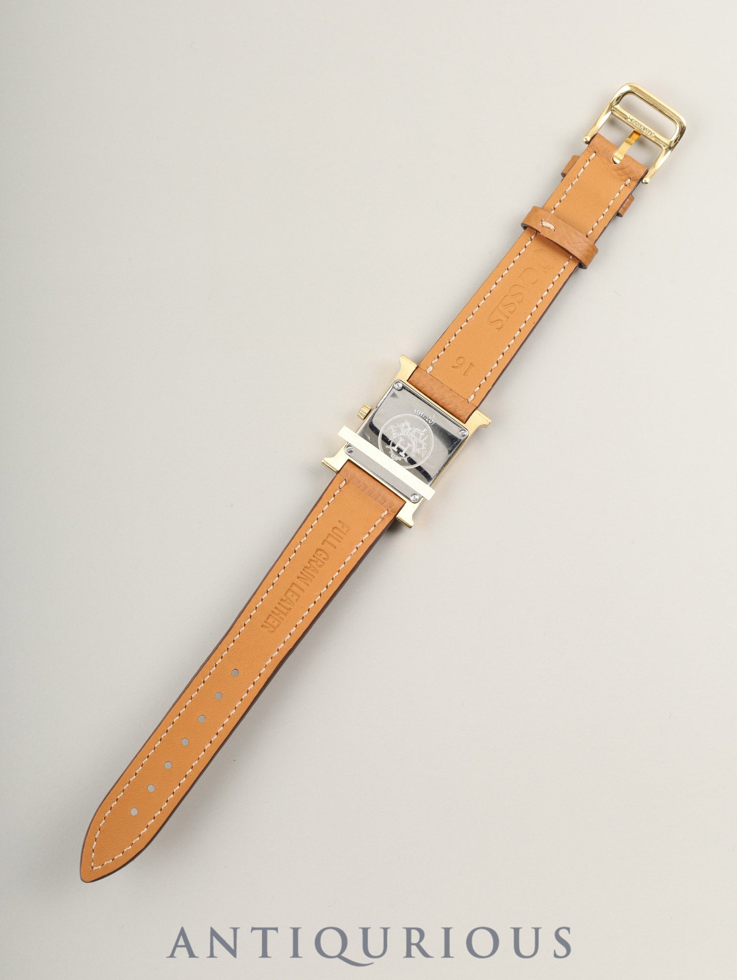 エルメス Hウォッチ HH1.210 クォーツ SS/GP  革 純正尾錠（GP）シャンパン文字盤 純正革ベルト（□A刻印：1997年）オーバーホール済み