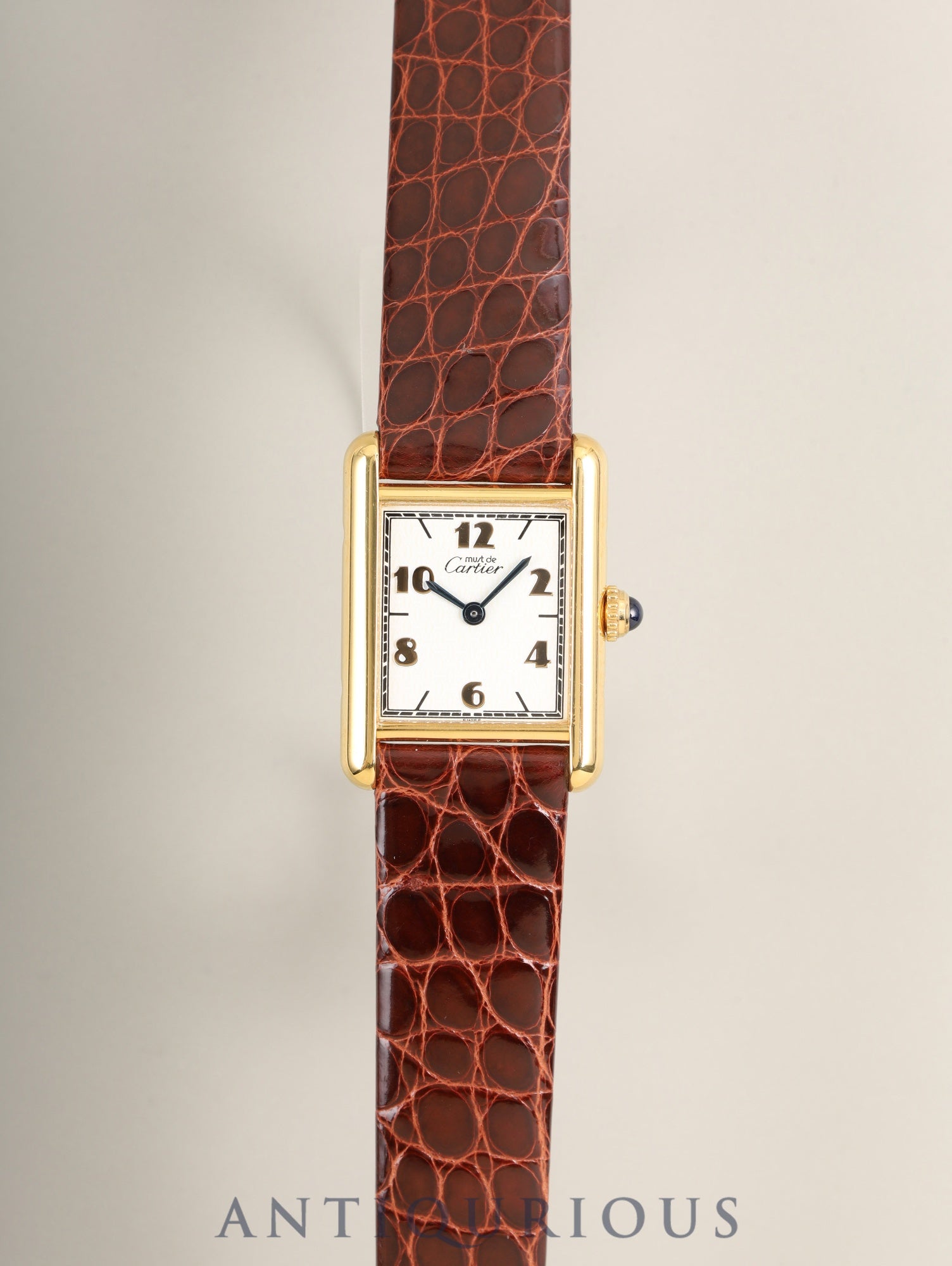 Cartier Must Tank SM 5057001 Quartz Cal.057 SV925 Leather Genuine Pin Buckle (GP) Arabic Dial (SWISS marking) Overhauled Polished