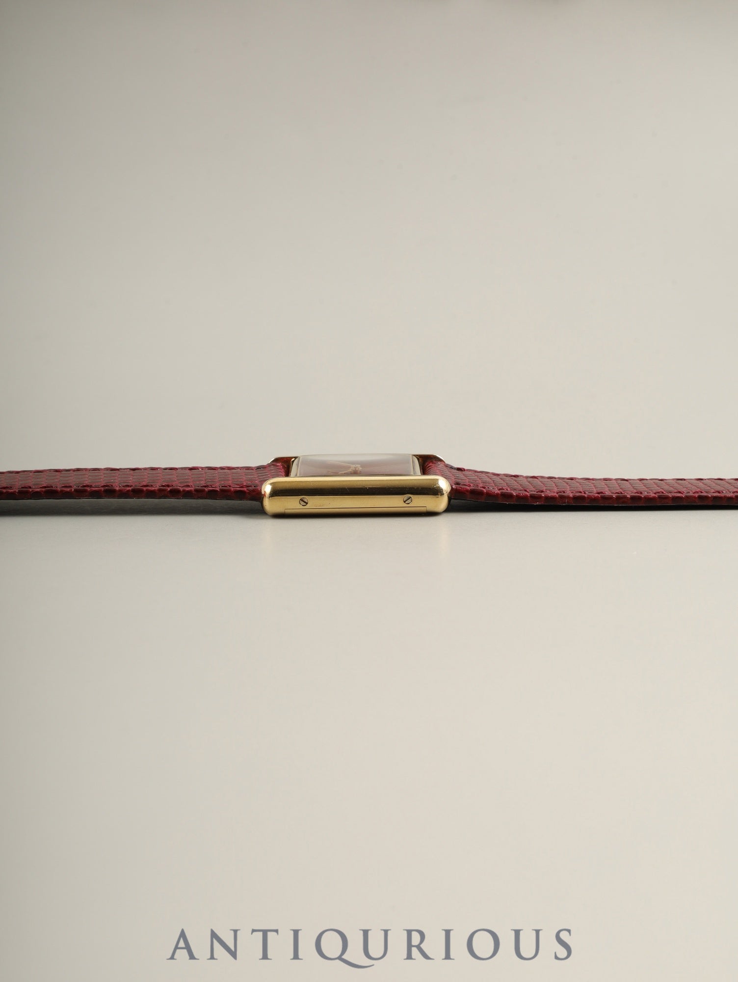 Cartier Must Tank SM Hand-wound Cal.78-1 SV925 Leather Genuine Pin Buckle (GP) Garnet Dial Bordeaux Dial (SWISS marking) Box Manual Warranty (1981 / one digit serial difference) with genuine leather strap, overhauled