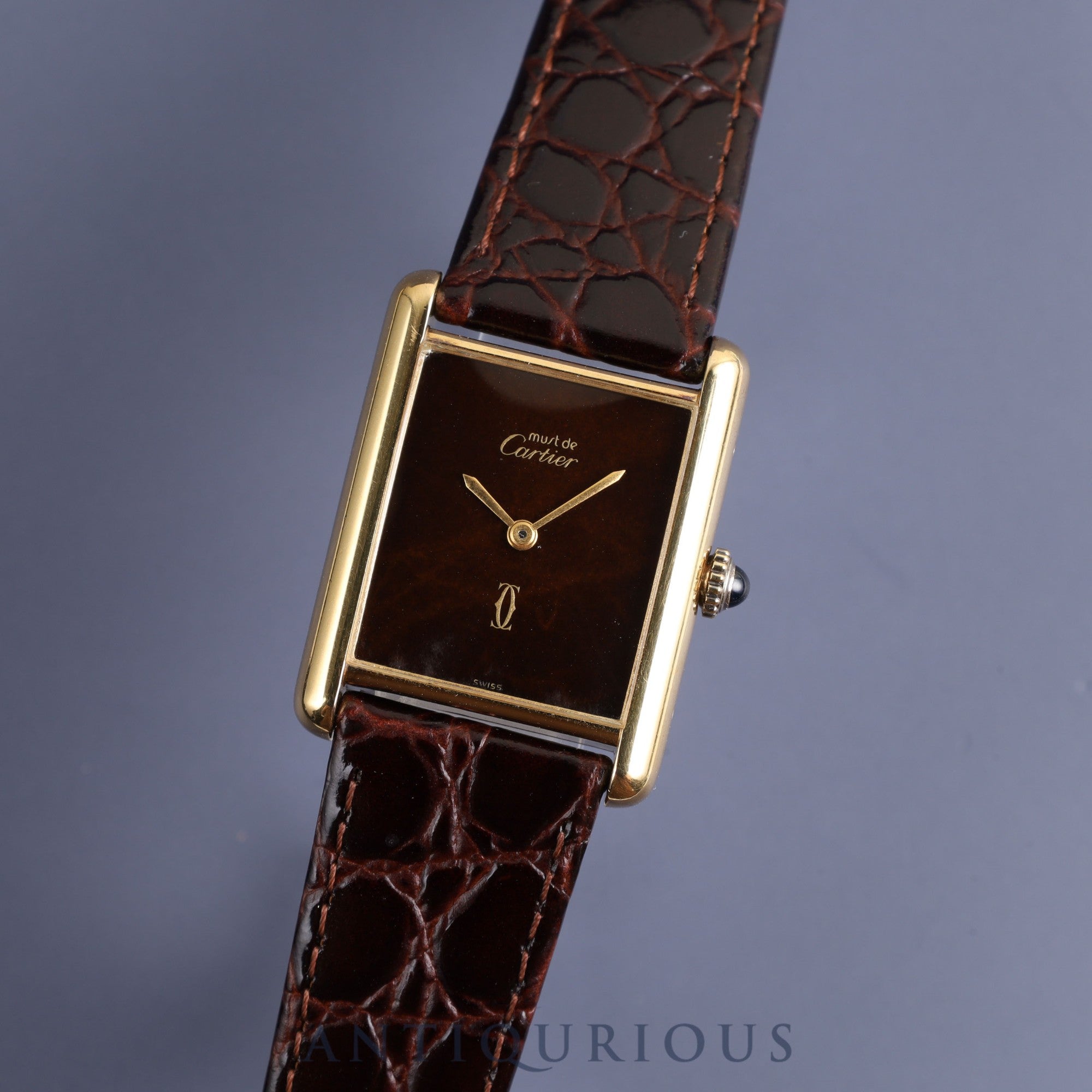 Cartier Must Tank LM Manual winding Cal.78-1 SV925 Leather Genuine buckle (GP) Mahogany dial Overhauled