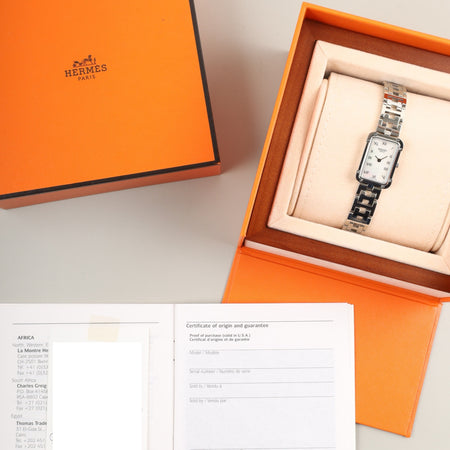 エルメス クロアジュール CR2.210 クォーツ Cal.976.001 SS SS ホワイトシェル文字盤  箱 保証書（2015年）オーバーホール済み