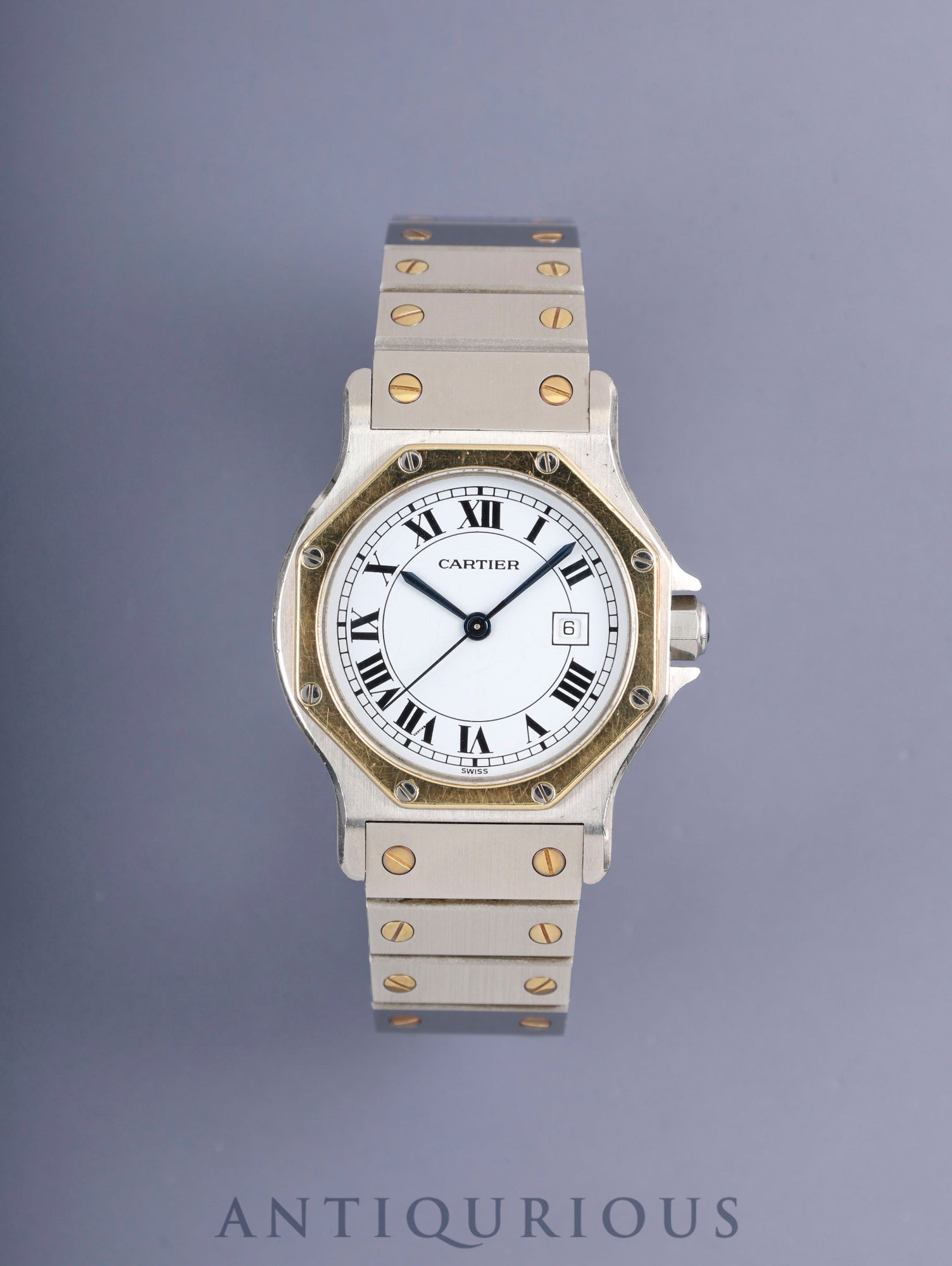 カルティエ サントス オクタゴン LM 2966 自動巻き Cal.ETA2671 SS/YG SS/YG ホワイトローマン文字盤（SWISS表記） 箱 冊子 保証書（1986年）タグ オーバーホール済み