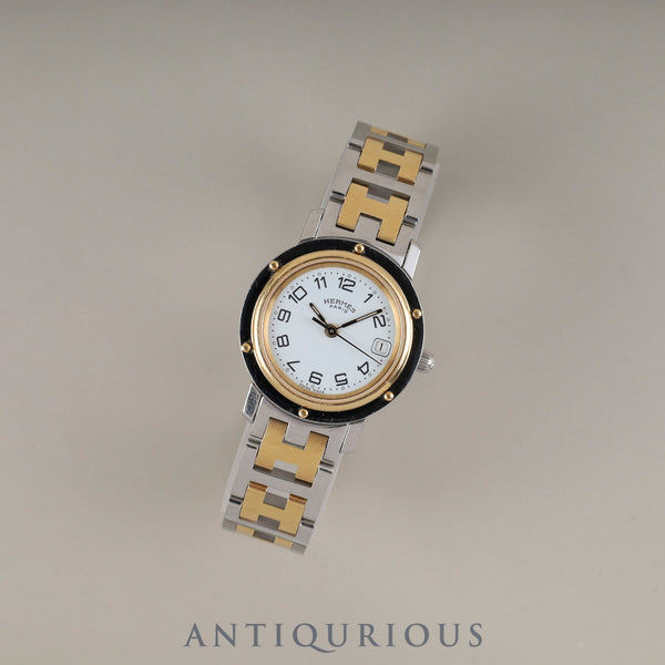 Hermès Clipper CL4.220 Quartz Stainless Steel/GP Watch with White Dial, Box, Booklet, Warranty Card, Tag, Overhauled