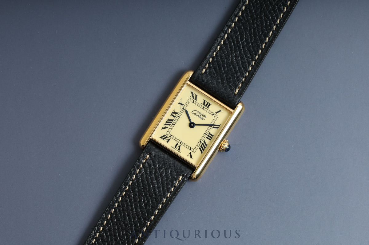 Cartier Must Tank LM QZ Ivory Roman Dial 590005 New Finish Complete Service Completed