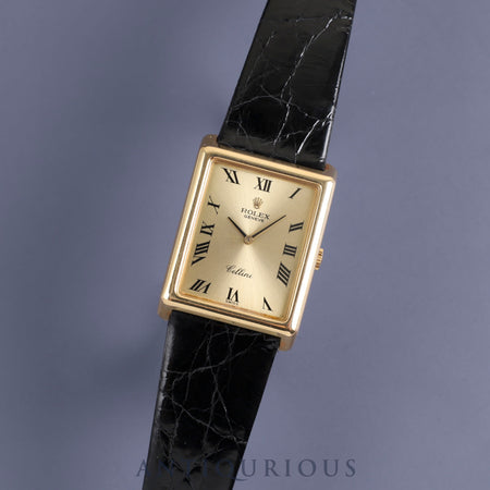 Rolex Cellini 4105 Manual winding Cal.1601 YG Leather Genuine buckle (GP) Gold Roman dial 4th series (1975) Overhauled