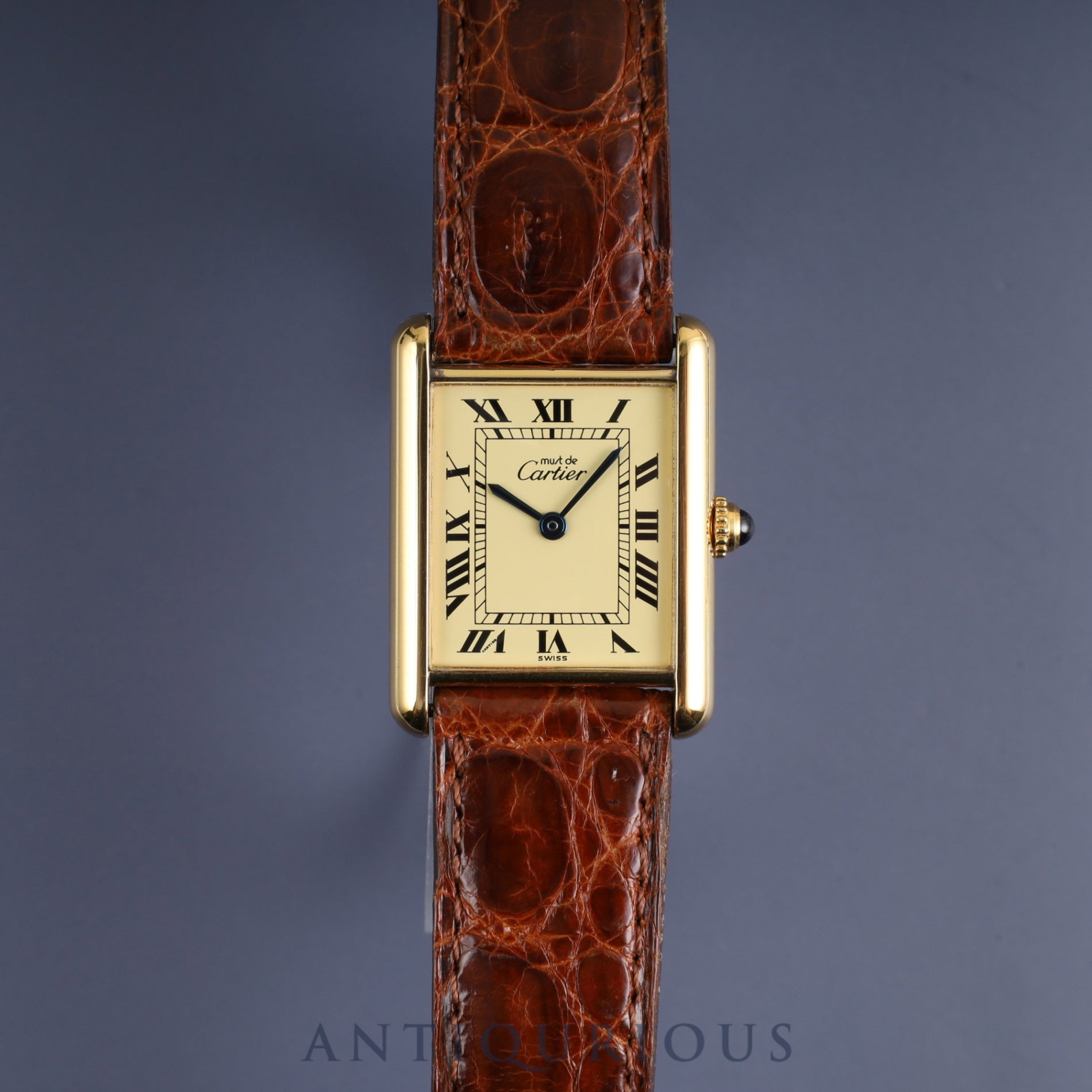 Cartier Must Tank LM 590005 Quartz Cal.90 SV925 Genuine leather strap Genuine buckle (GP) Ivory Roman dial Warranty (1989) Overhauled
