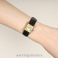 カルティエ マストタンク SM 5057001 クォーツ  SV925 革 純正尾錠（GP） アイボリーローマン文字盤 カルティエブティックにてコンプリートサービス済み