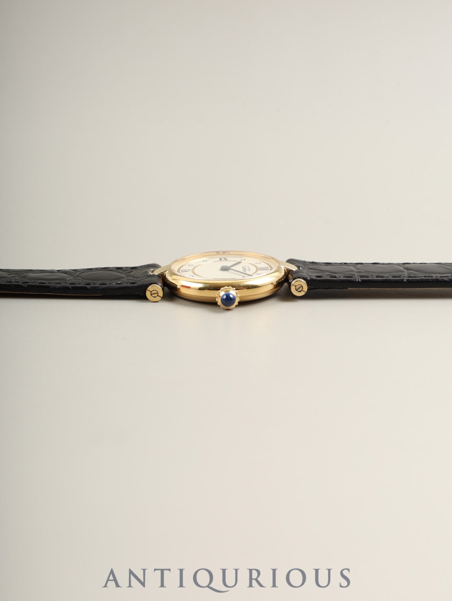 カルティエ マスト ヴァンドーム VLC SM W1002353 / 1815 クォーツ Cal.90 SV925 革 純正尾錠（GP）アイボリー4点ローマン文字盤 1980年代半ば～1994年頃 箱 冊子 保証書（1997年）オーバーホール済み