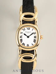 Patek Philippe Golden Ellipse 4830J Quartz Cal.E15 750YG Genuine leather strap Genuine pin buckle (750YG) White Roman Overhauled