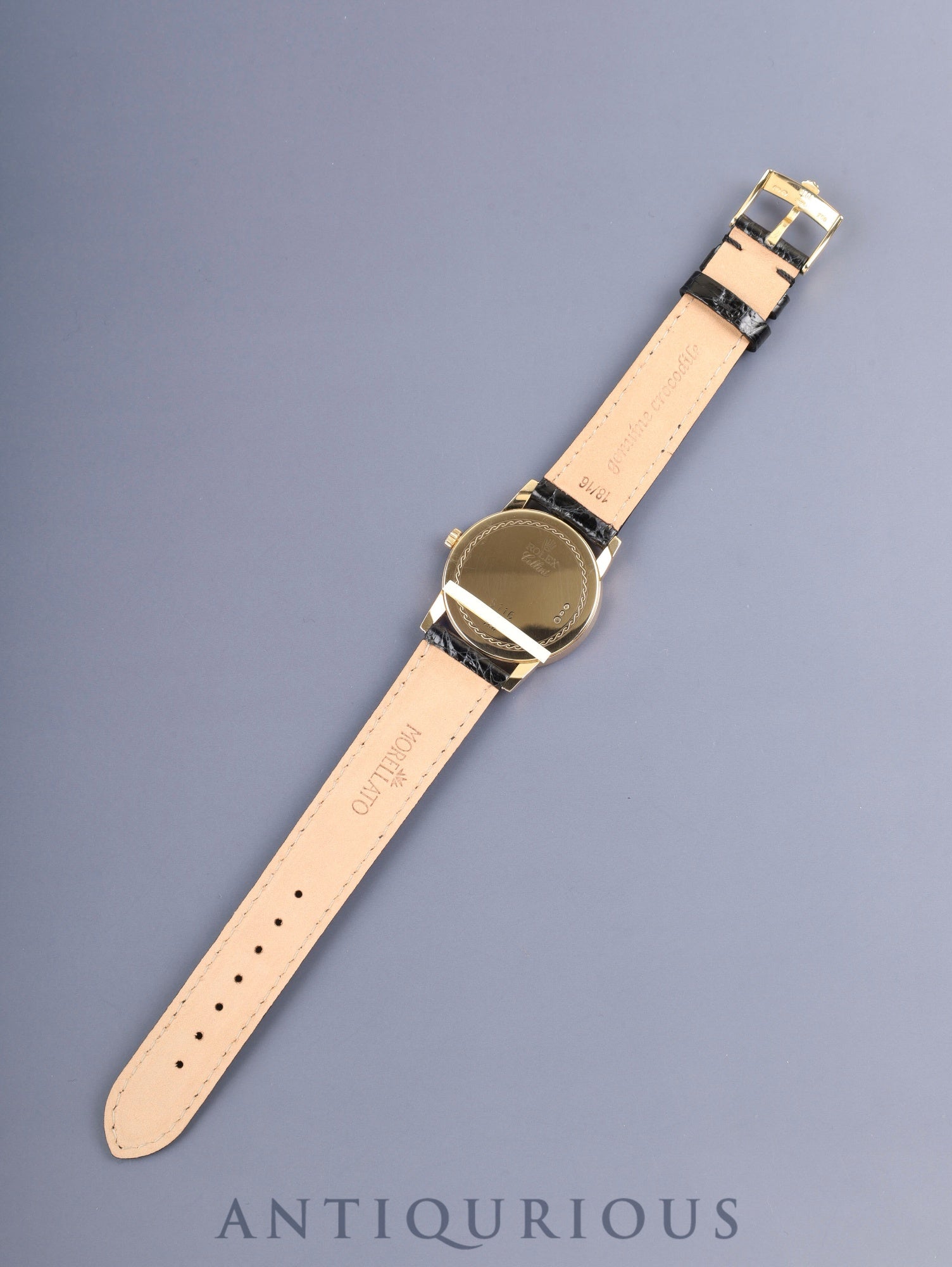 ロレックス チェリーニ 5116/8 手巻き Cal.1602 750YG 革 純正ピンバックル（750）シャンパンギョーシェ文字盤 32mm M番台（2007年～2008年）ケース カードホルダー 冊子 保証書（2008年/個人名修正跡） オーバーホール済み