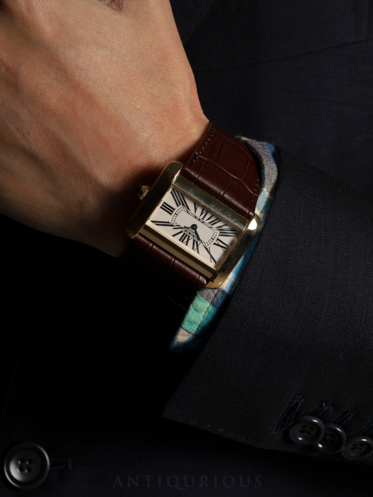 Cartier Tank Divan LM W6300556 / 2602 Quartz Cal.690 750YG Leather Original Pin Buckle (750YG) Ivory Roman Dial (SWISS MADE marking) Overhauled