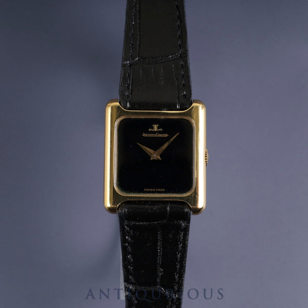 ジャガー・ルクルト スクエアケース 6141.21 手巻き 750 革 純正尾錠（GP）オニキス文字盤 オーバーホール済み