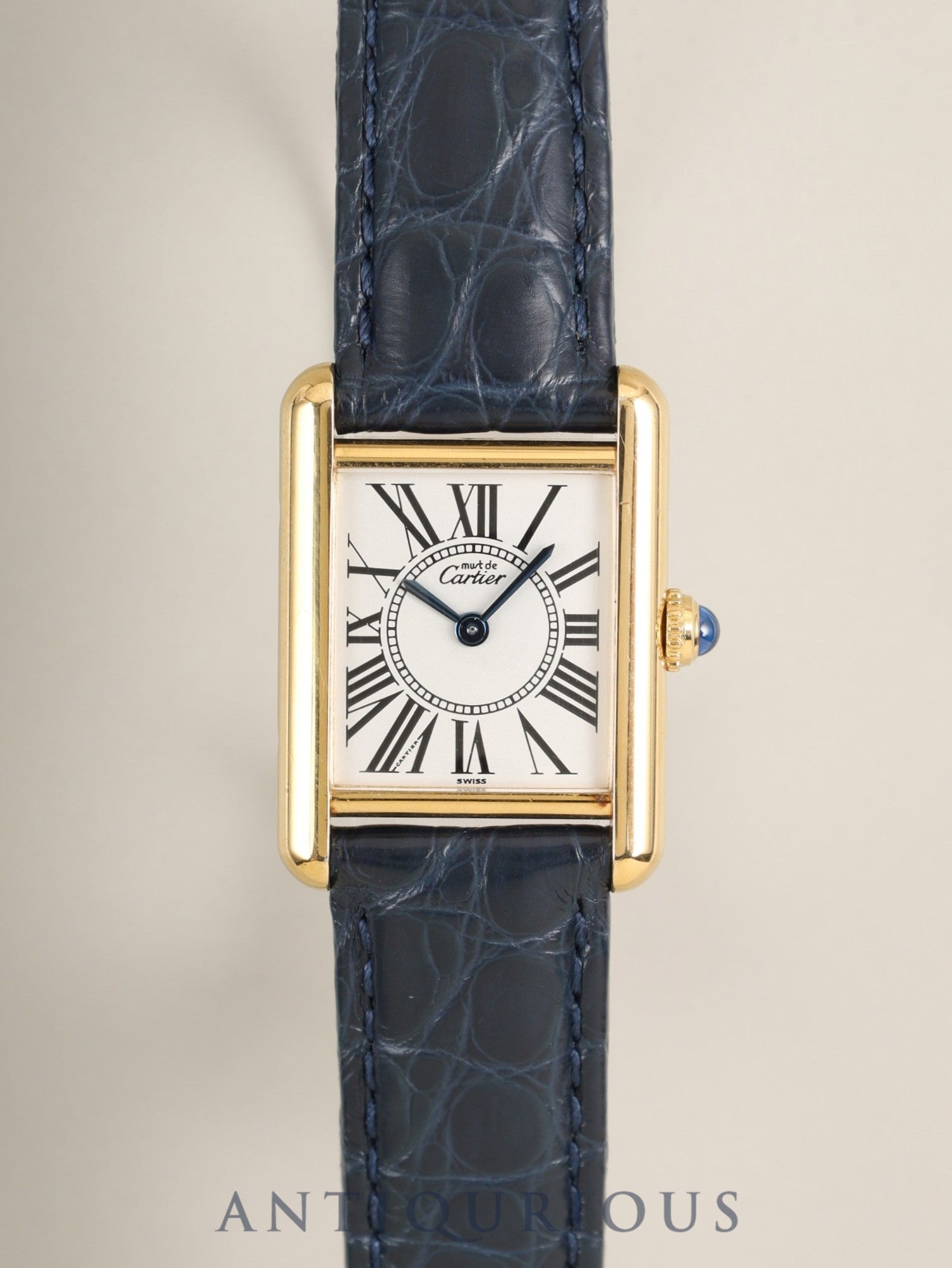 Cartier Must Tank SM 5057001 Quartz Cal.057 SV925 Leather Genuine Deployant Buckle (GP) Opaline Dial (SWISS marking) Warranty (1995) Overhauled