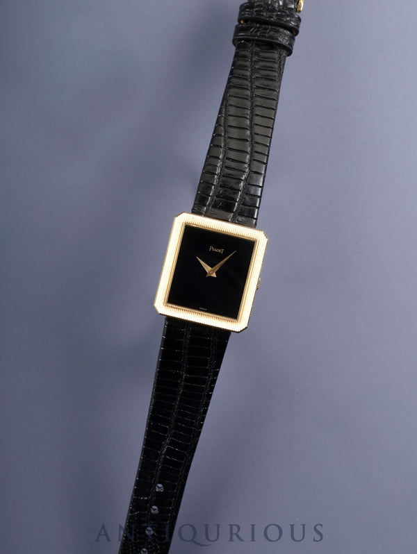 ピアジェ プロトコール 9154 手巻き Cal.9P 750YG 革 純正尾錠（750YG）ブラック文字盤 オーバーホール済み