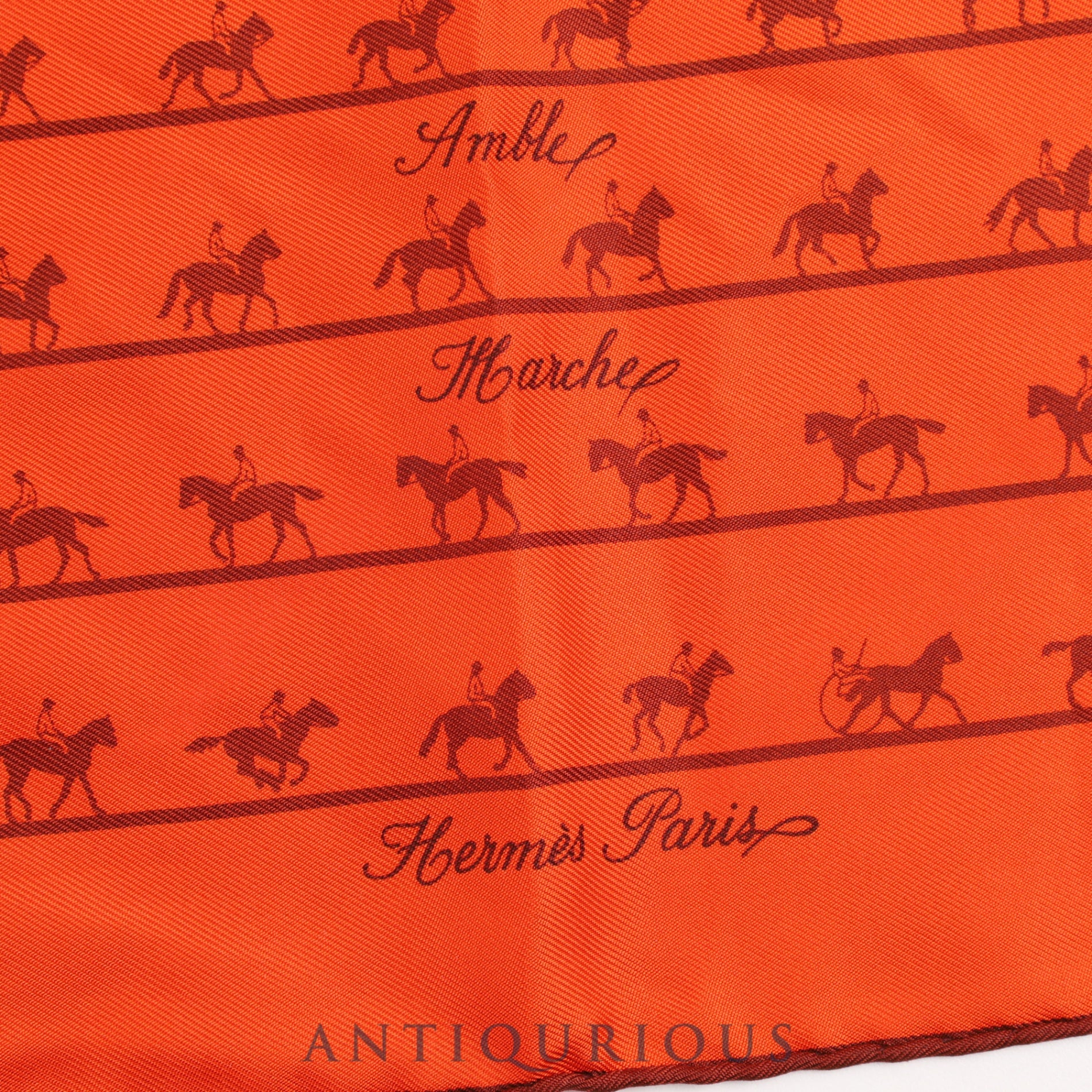 HERMES エルメス スカーフ CARRES45 カレ45 SAUT GALOP CANTER RACK SILK100%