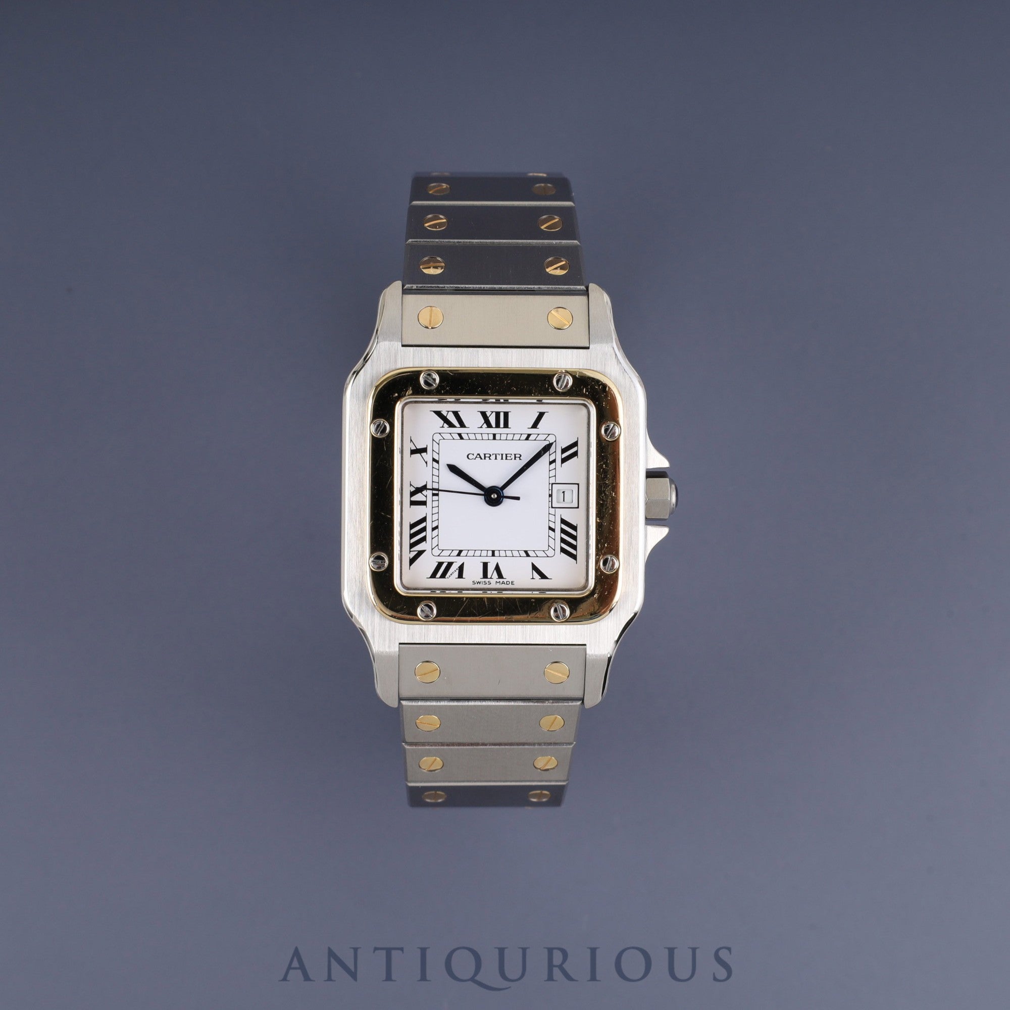 Cartier Santos Galbee LM 81036283 / 1553 Automatic, Stainless Steel/Yellow Gold, White Roman Dial, Fully Serviced at a Cartier Boutique