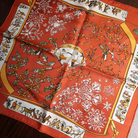 Hermes Scarf Carre 45 Neige d`Antan (Snows of Yesteryear) 100% Silk