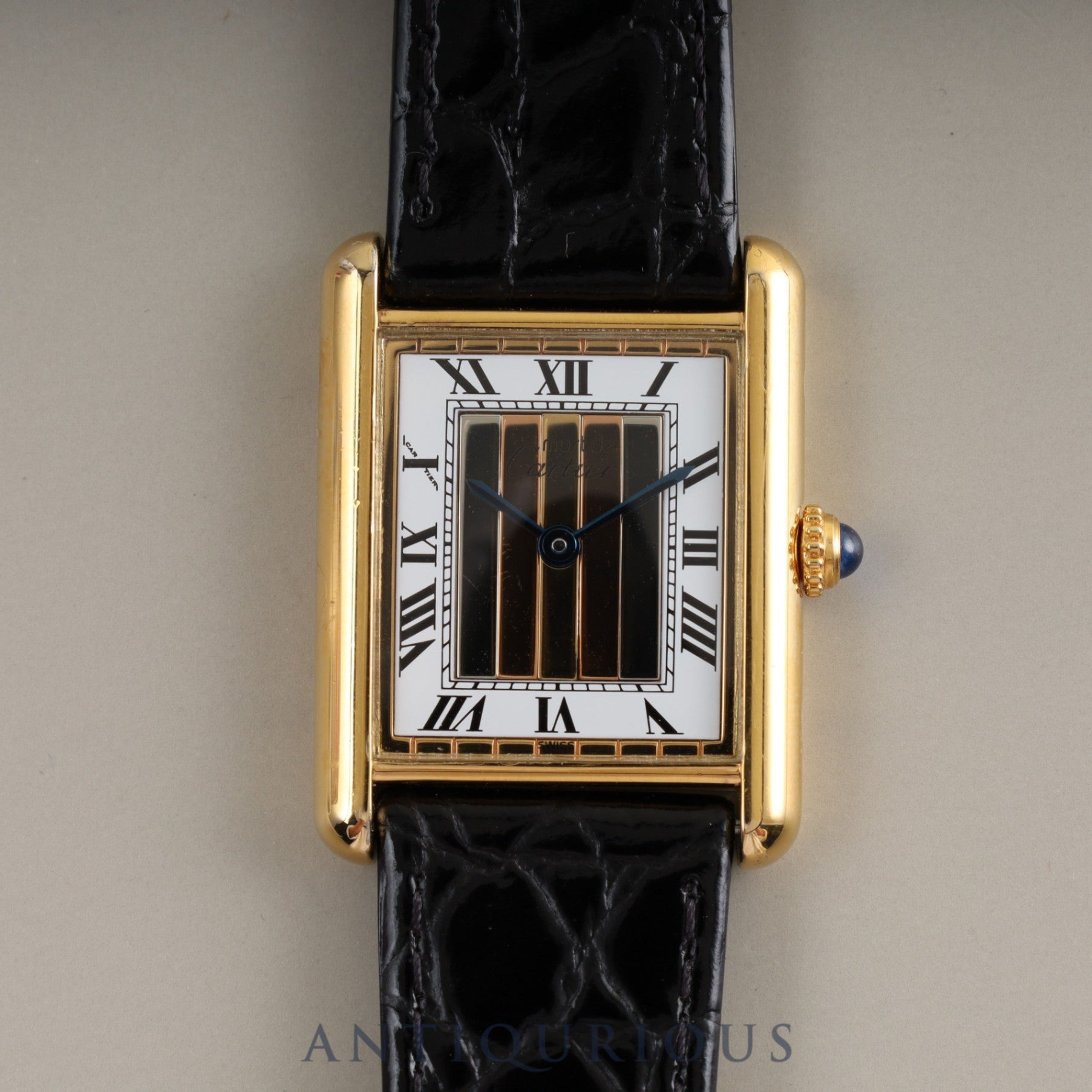 Cartier Must Tank LM QZ 590005 925 Leather Front Trinity Dial Box Complete Cartier Boutique Service