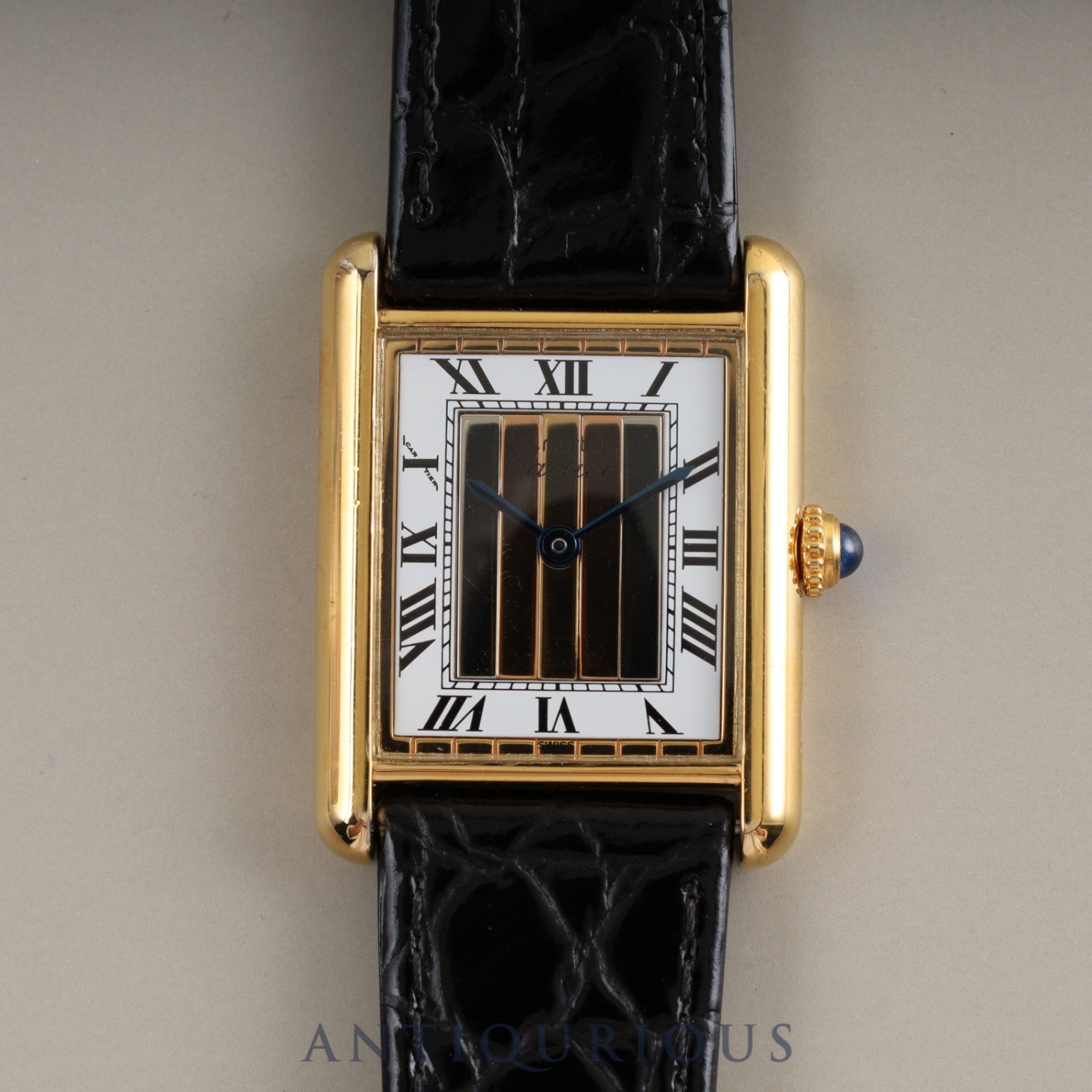 CARTIER Must Tank LM QZ 590005 925 Leather Front Trinity Dial Box Complete Cartier Boutique Service
