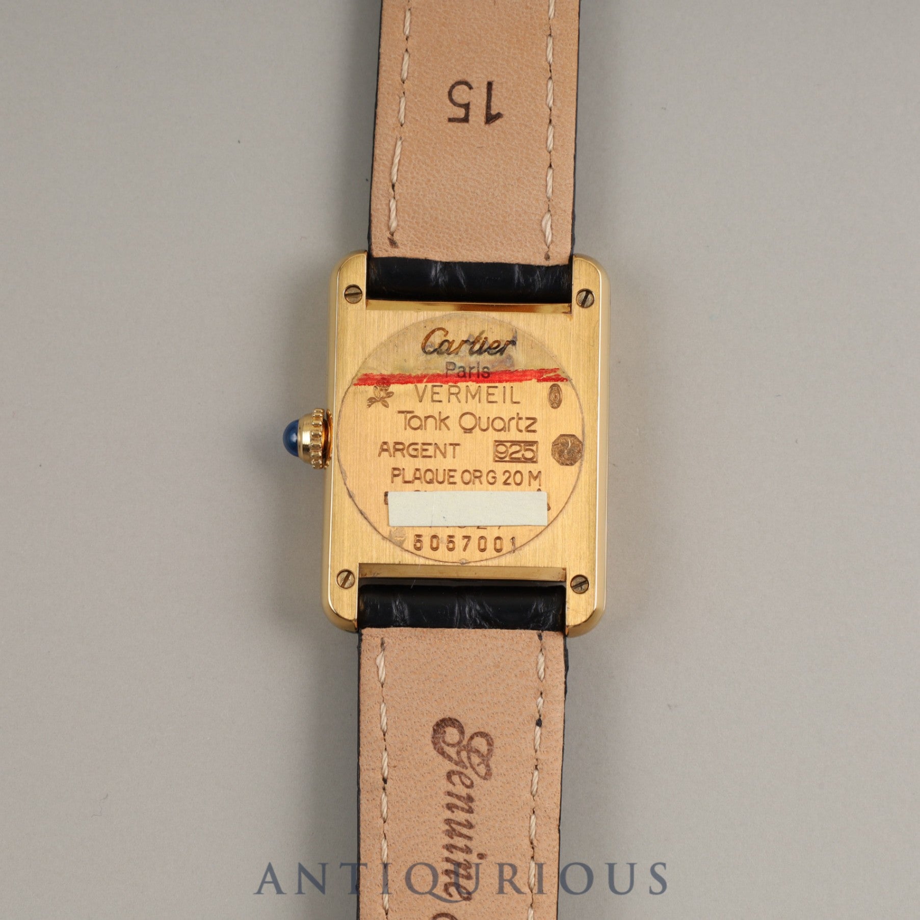 Cartier Must Tank SM QZ 5057001 Cal.057 SV925 Leather Genuine Buckle Rack Jump Roman Dial Overhauled