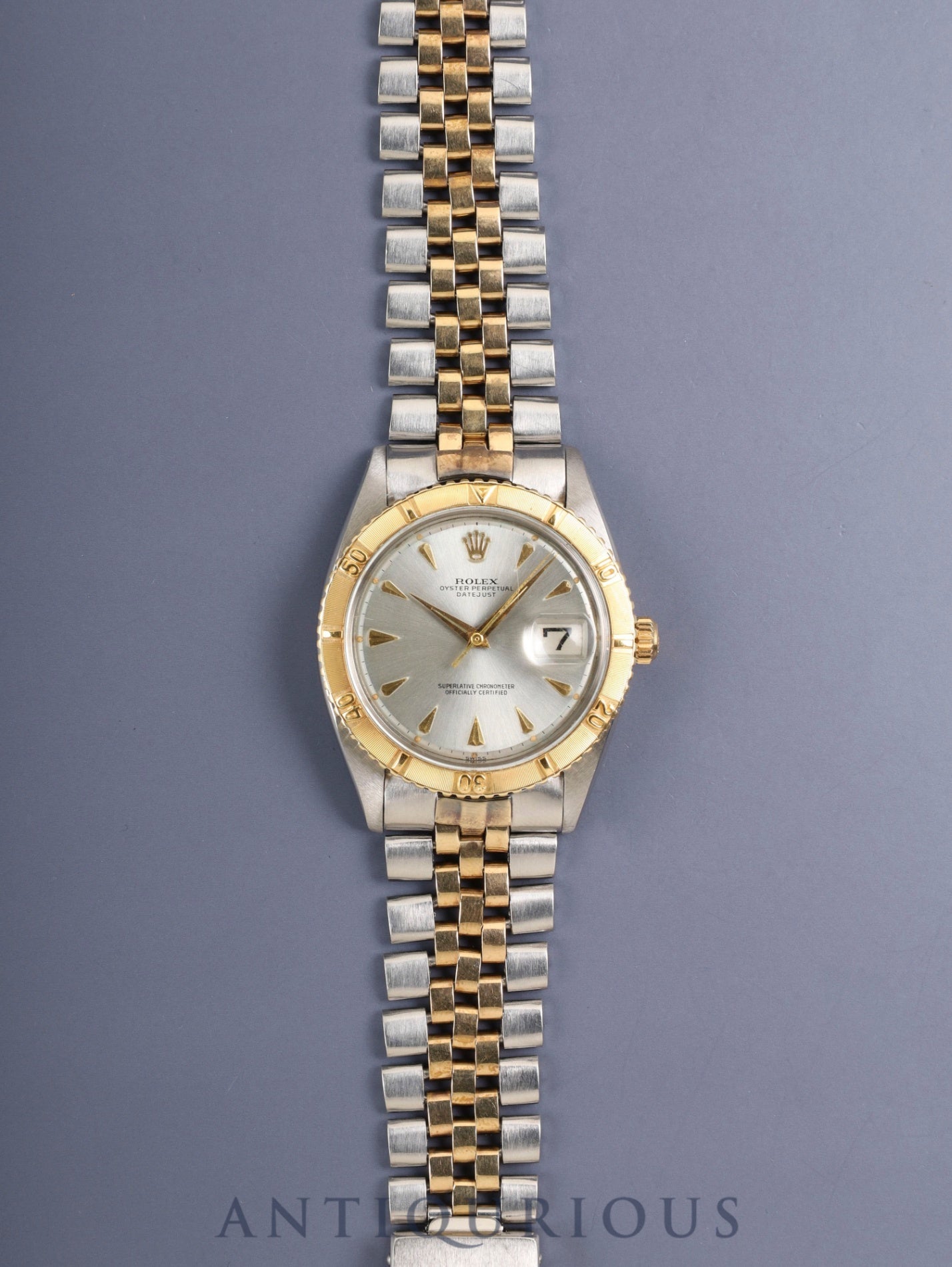 ロレックス デイトジャスト サンダーバード 1625/3 自動巻き Cal.1560 SS/YG シルバー文字盤 箱 クロノメーター証明書（1961年 / 個人名記載） 71番台（1960年）オーバーホール済み