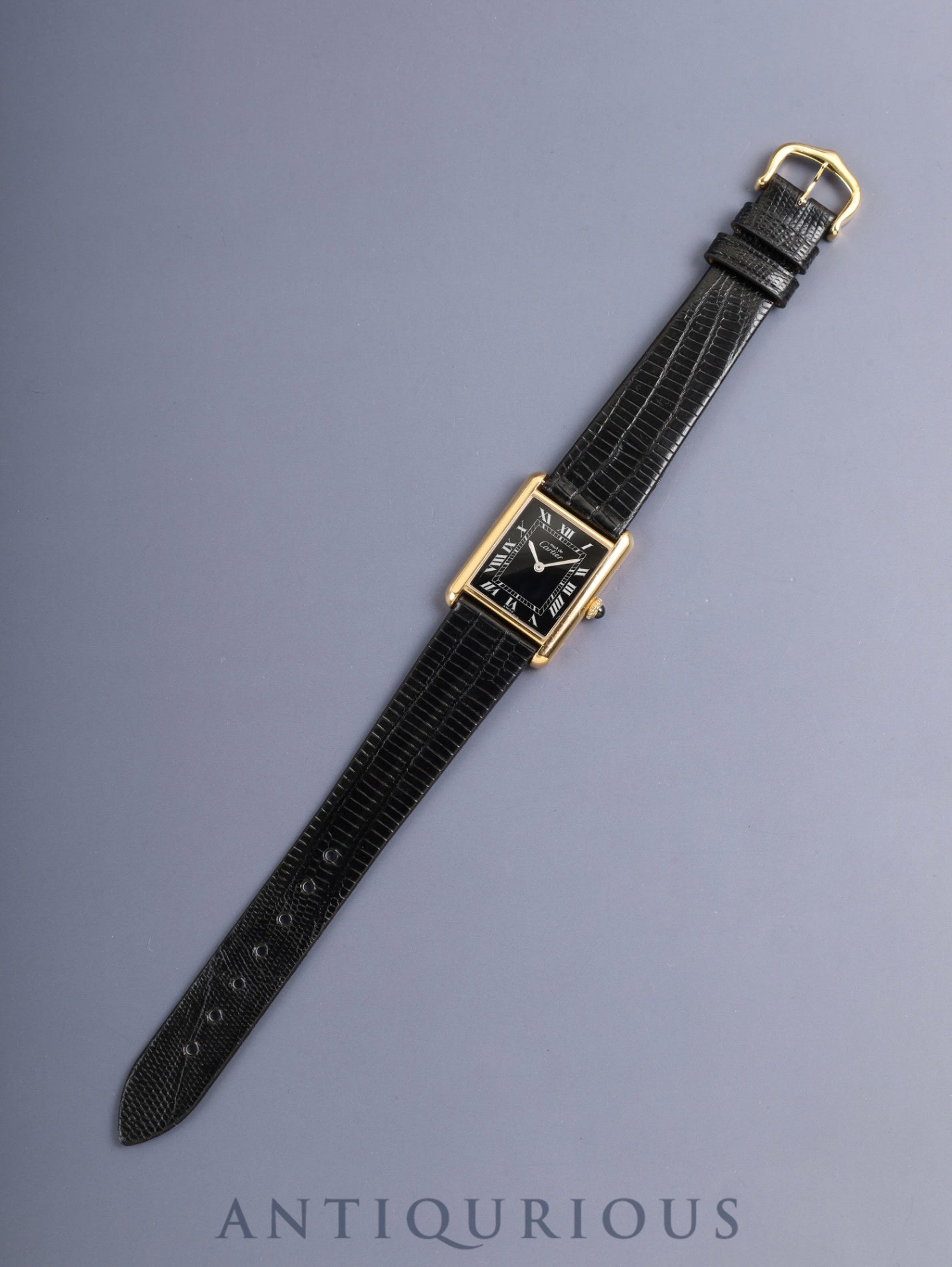 カルティエ マストタンク LM 6 手巻き Cal.78-1 SV925 革 純正ピンバックル（GP）ブラックローマン文字盤（SWISS表記）オーバーホール済み 新品仕上げ済み