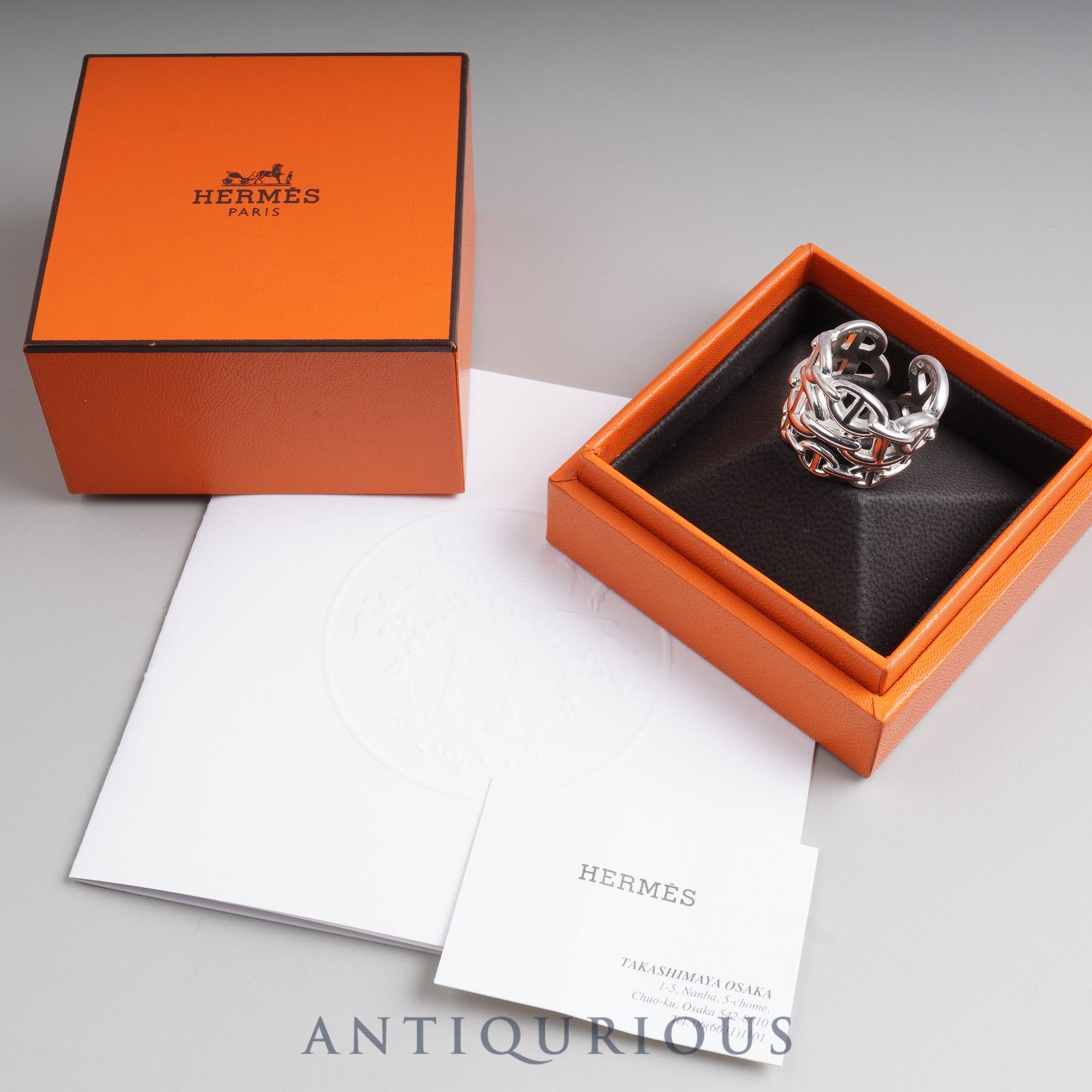 HERMES Ring Chaine d'Ancre Anchaîne SV925 #54 Box Warranty Card