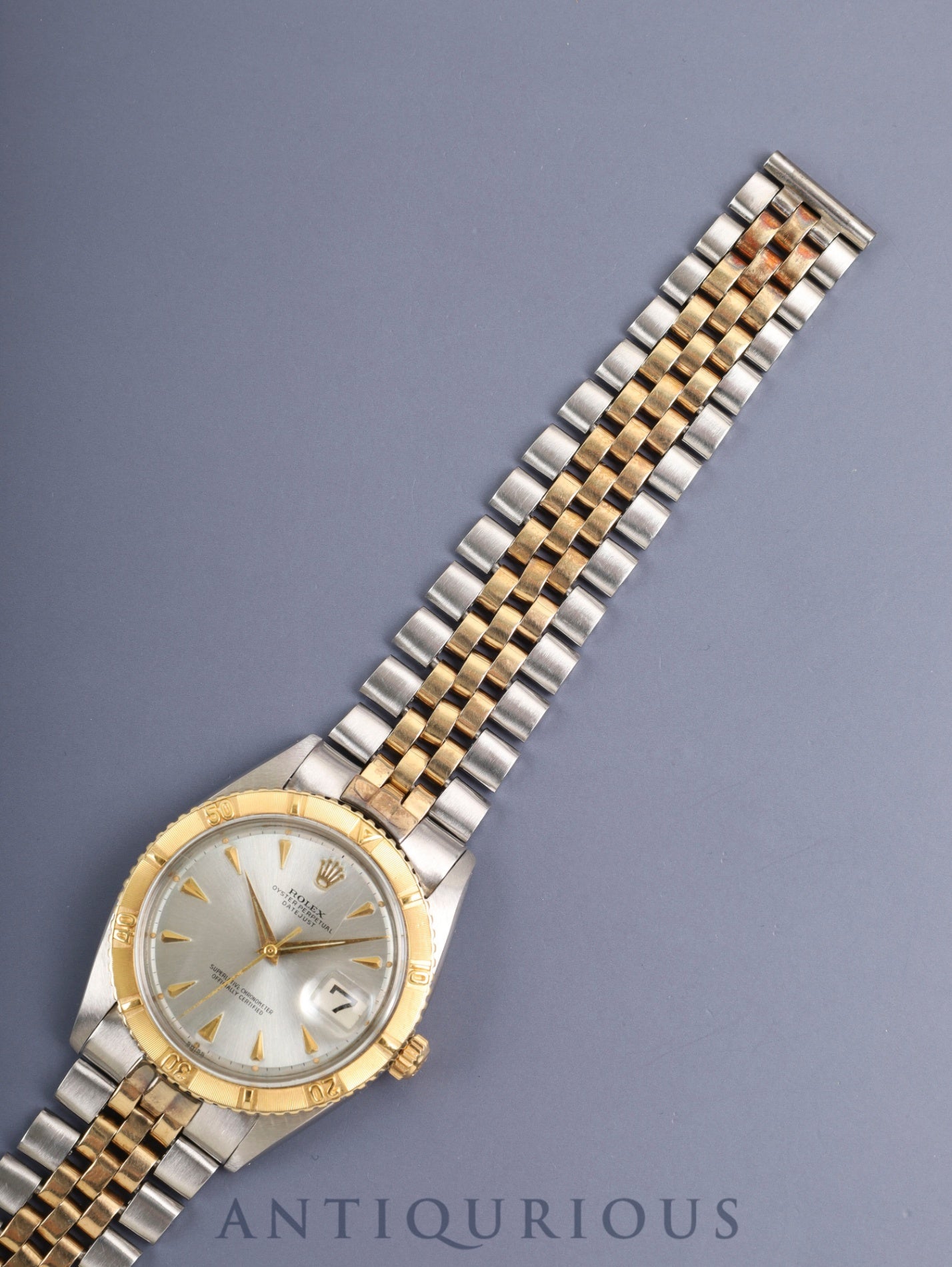 ロレックス デイトジャスト サンダーバード 1625/3 自動巻き Cal.1560 SS/YG シルバー文字盤 箱 クロノメーター証明書（1961年 / 個人名記載） 71番台（1960年）オーバーホール済み