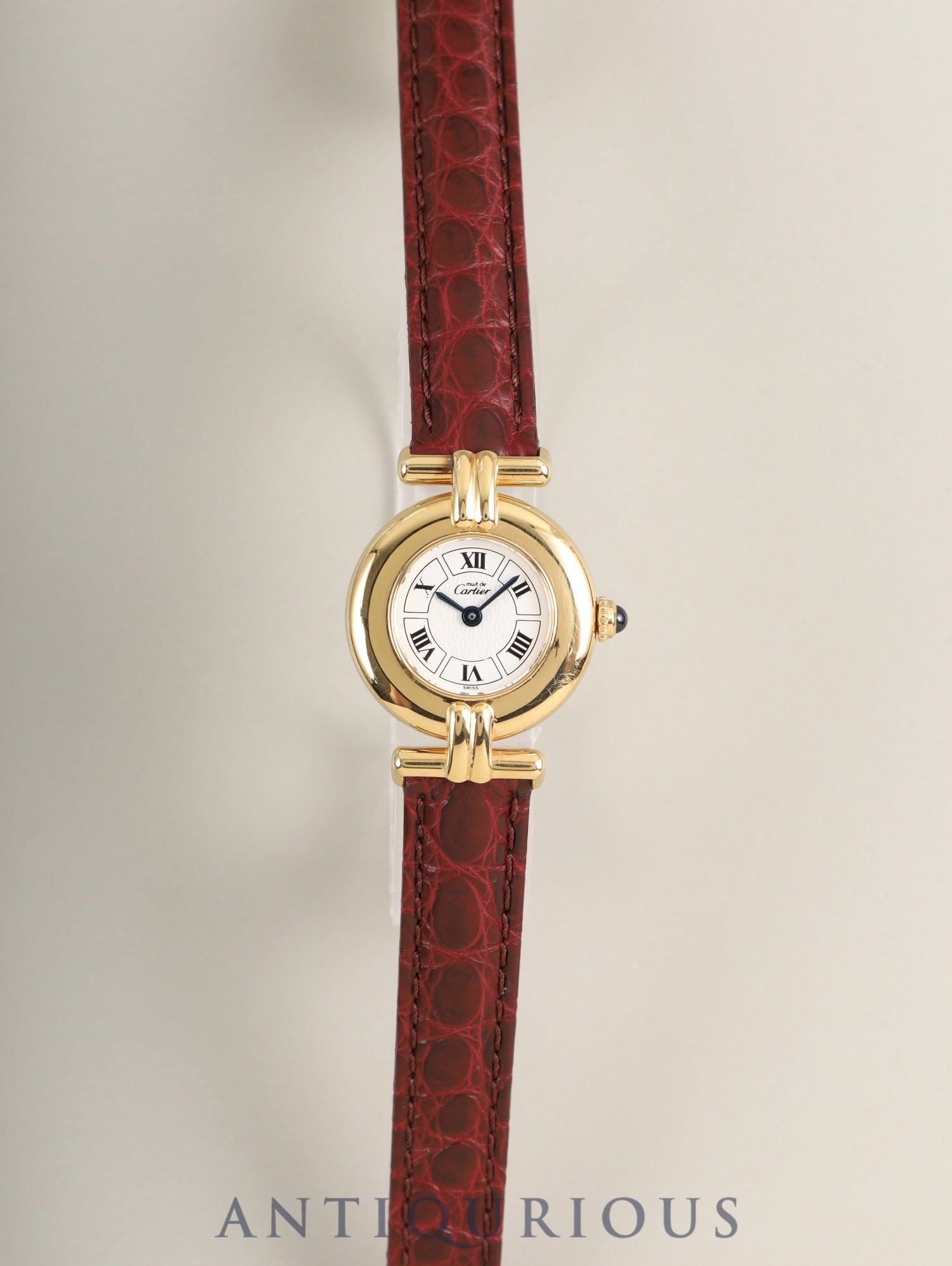カルティエ マストコリゼ W1009954 / 1902 クォーツ Cal.90.06 SV925 革 純正Dバックル（GP） ホワイト飛びローマン文字盤 箱 冊子 保証書（1996年）オーバーホール済み