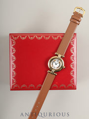 カルティエ マストコリゼ 590002 クォーツ Cal.690 SV925 革 純正尾錠（GP） サイドトリニティ文字盤 箱 オーバーホール済み