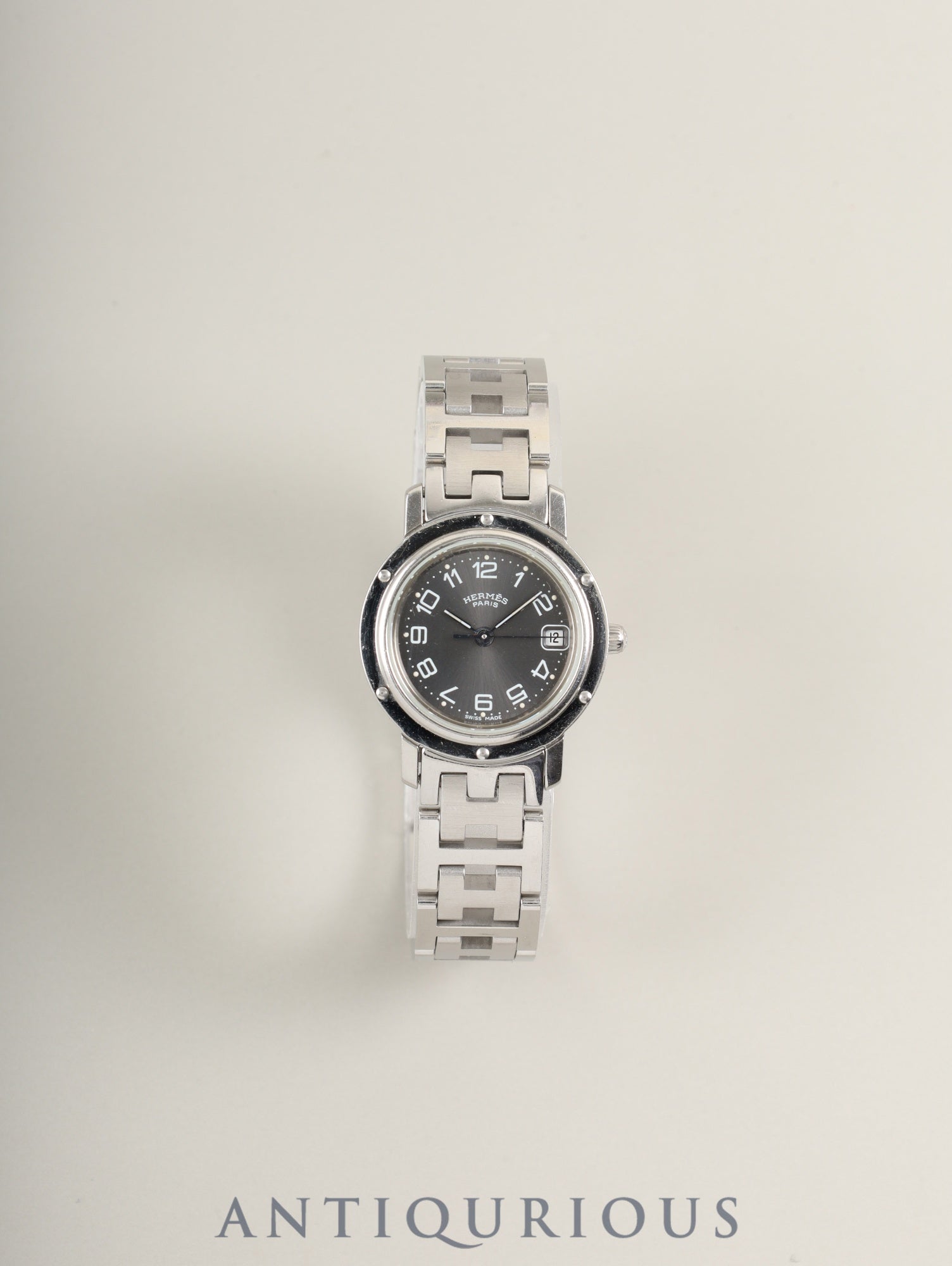 エルメス クリッパー CL4.210 クォーツ SS SS グレー文字盤 保証書（1999年）オーバーホール済み