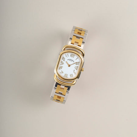 エルメス ラリー クォーツ Cal.976.001 SS/GP SS/GP ホワイト文字盤 オーバーホール済み