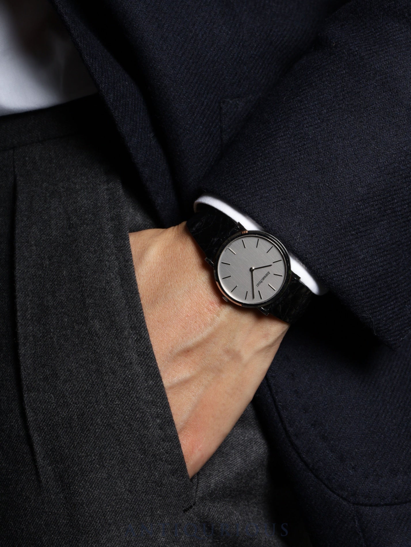 オーデマ・ピゲ エクストラフラット 4791BC.0.0002 手巻き Cal.2080 750WG 純正革ベルト 純正尾錠（750WG） シルバー文字盤 タグ オーバーホール済み