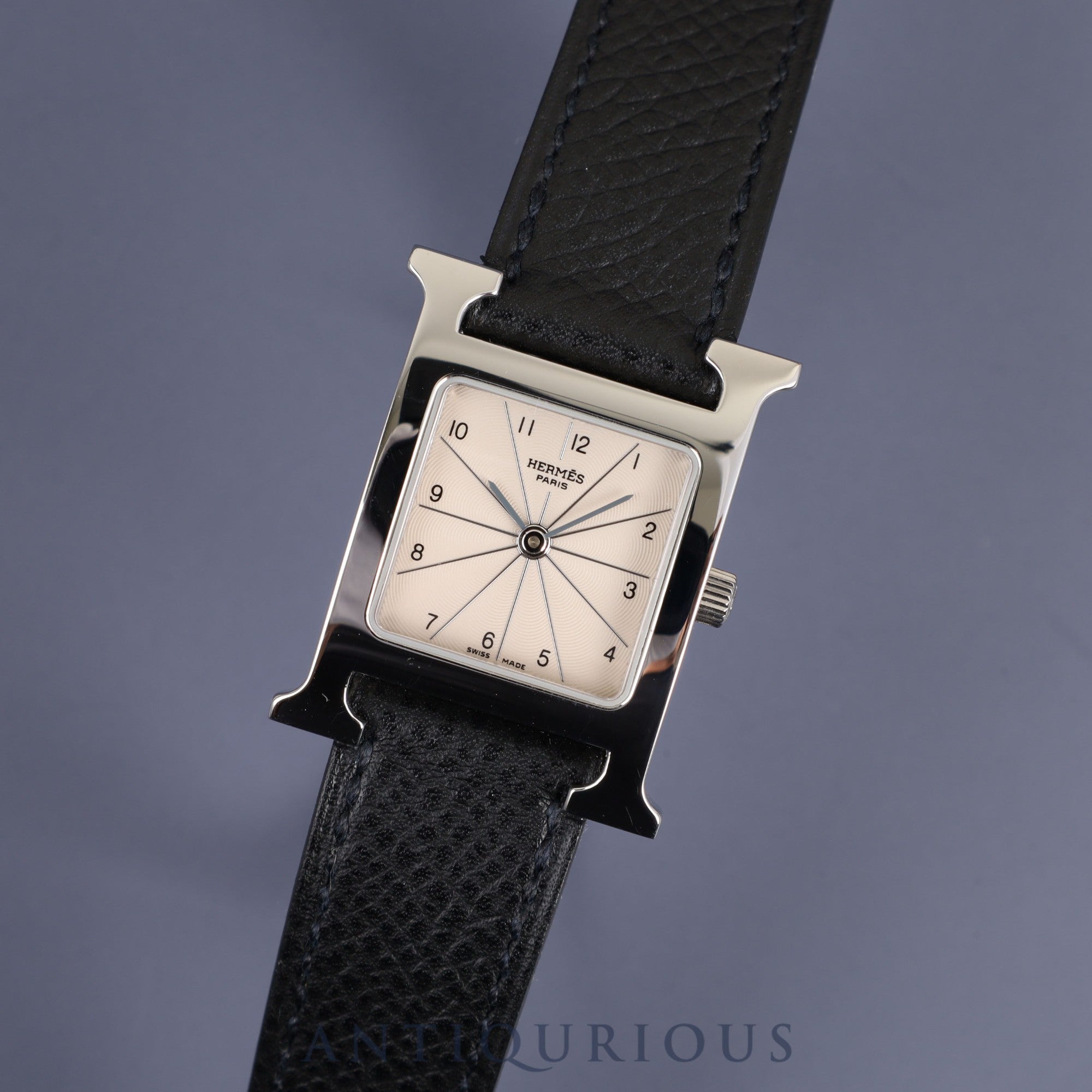 HERMES エルメス H WATCH Hウォッチ HH1.210 クォーツ SS 純正革ベルト 純正尾錠（SS）ホワイトアラビア文字盤  箱 冊子 オーバーホール済み