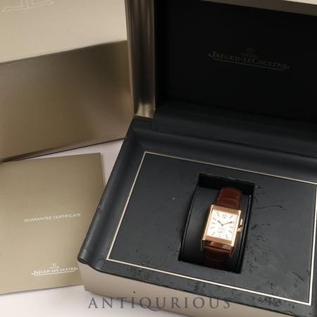 JAEGER・LECOULTRE ジャガー・ルクルト GRANDE REVERSO ULTRA DUO グランドレベルソウルトラスリムデュオ 278.2.54/Q3782520 手巻き Cal.854 PG 革 純正尾錠（750）シルバー/ブラック文字盤 箱 保証書 （2017年）