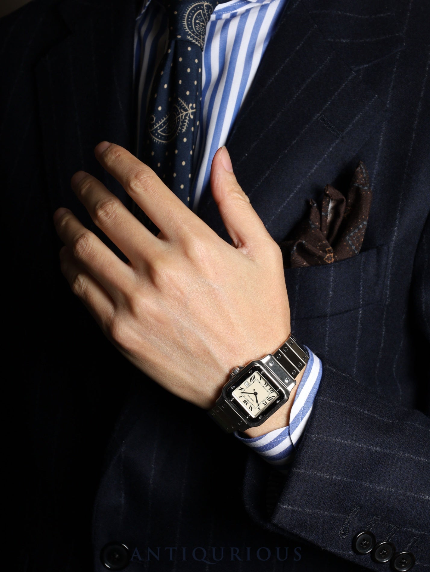 Cartier Santos Galbee LM 9172960 Automatic Caliber 2671 Stainless Steel Ivory Roman Dial Box Booklet Overhauled