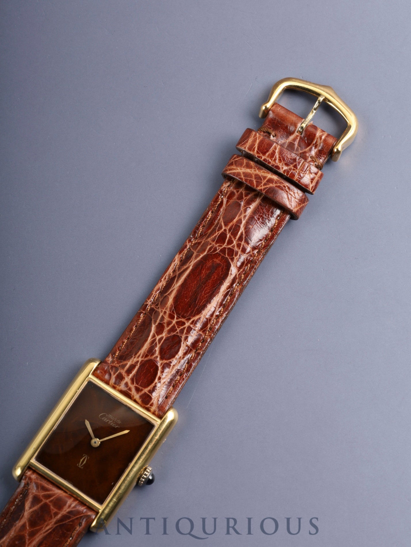Cartier Must Tank LM Hand-wound Cal.78-1 SV925 Leather Original pin buckle (GP) Mahogany dial (SWISS inscription) Box Warranty (undated) Booklet Overhauled Polished