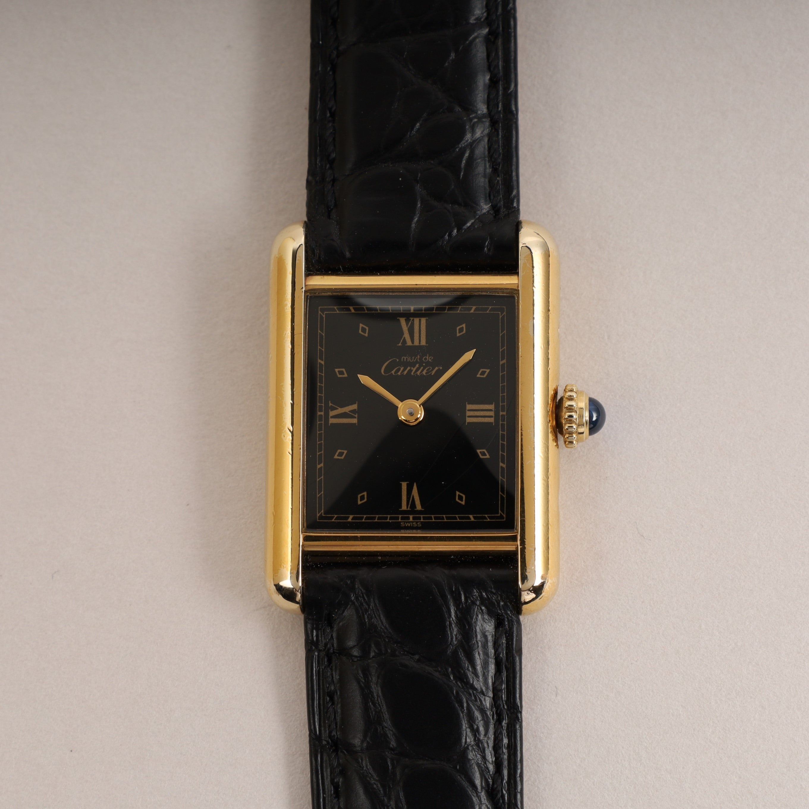 CARTIER Cartier Must Tank SM QZ Black Flying Roman Dial