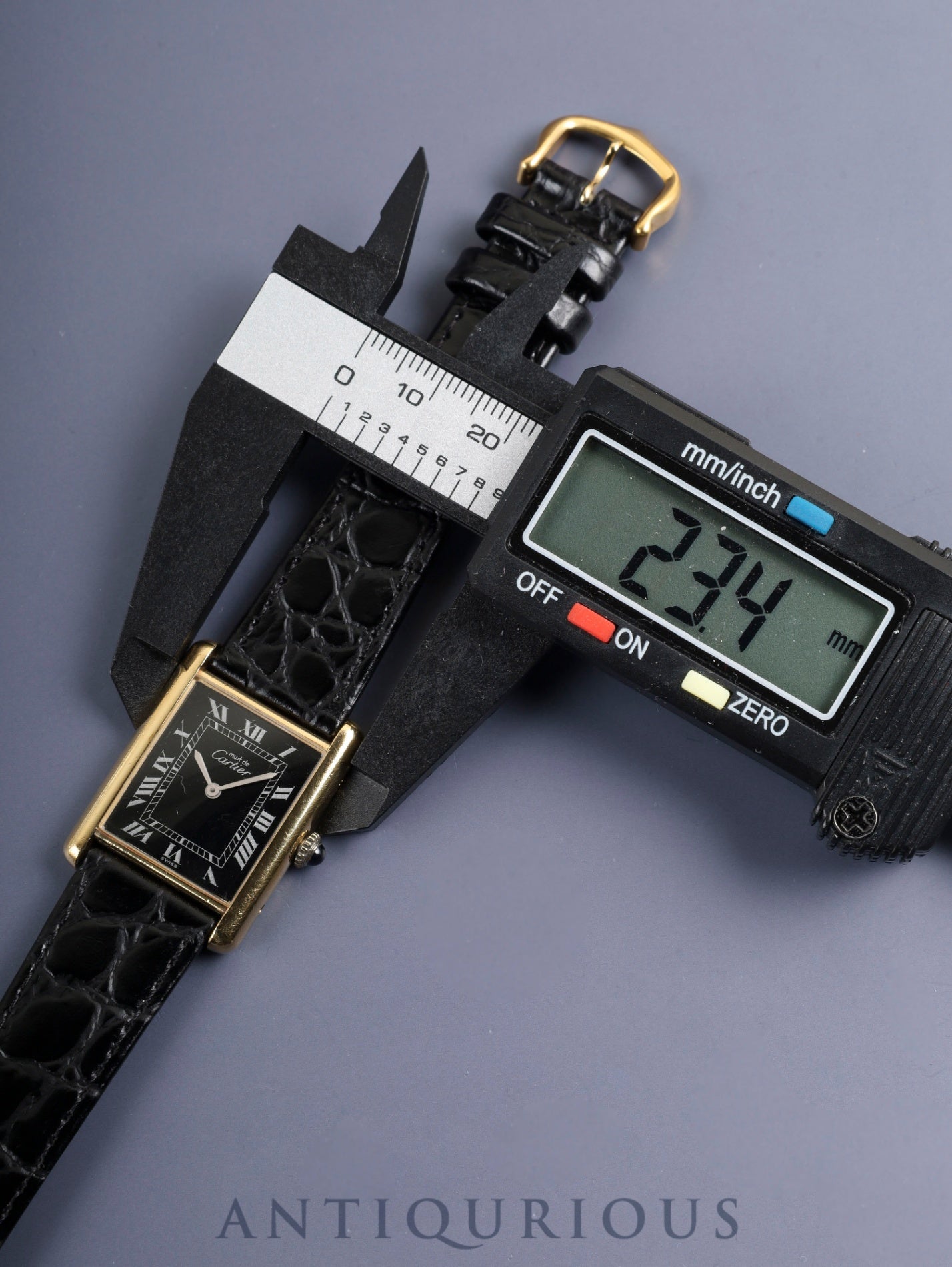 カルティエ マストタンク LM 6 手巻き Cal.78-1 SV925 革 純正ピンバックル（GP）ブラックローマン文字盤（SWISS表記）オーバーホール済み