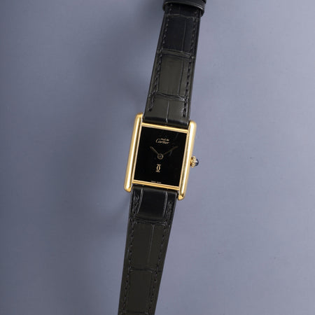 カルティエ マストタンク LM 手巻き Cal.ETA2512 SV925 カミーユ・フォルネ製ベルト オニキス文字盤（SWISS MADE表記）新品仕上げ済み カルティエブティックにてコンプリートサービス済み