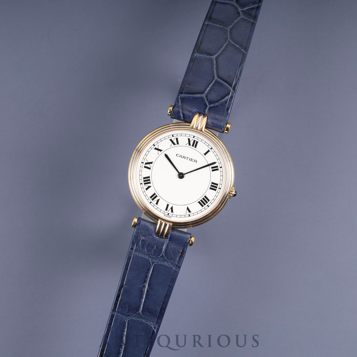 Cartier Vendôme VLC LM 881003 Quartz Caliber 81 18K Leather Watch with Genuine Pin Buckle (GP) White Roman Dial Overhauled