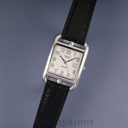 Hermes Cape Cod CC1.710 Automatic SS Leather Genuine Buckle (SS) Silver Arabic Dial Overhauled