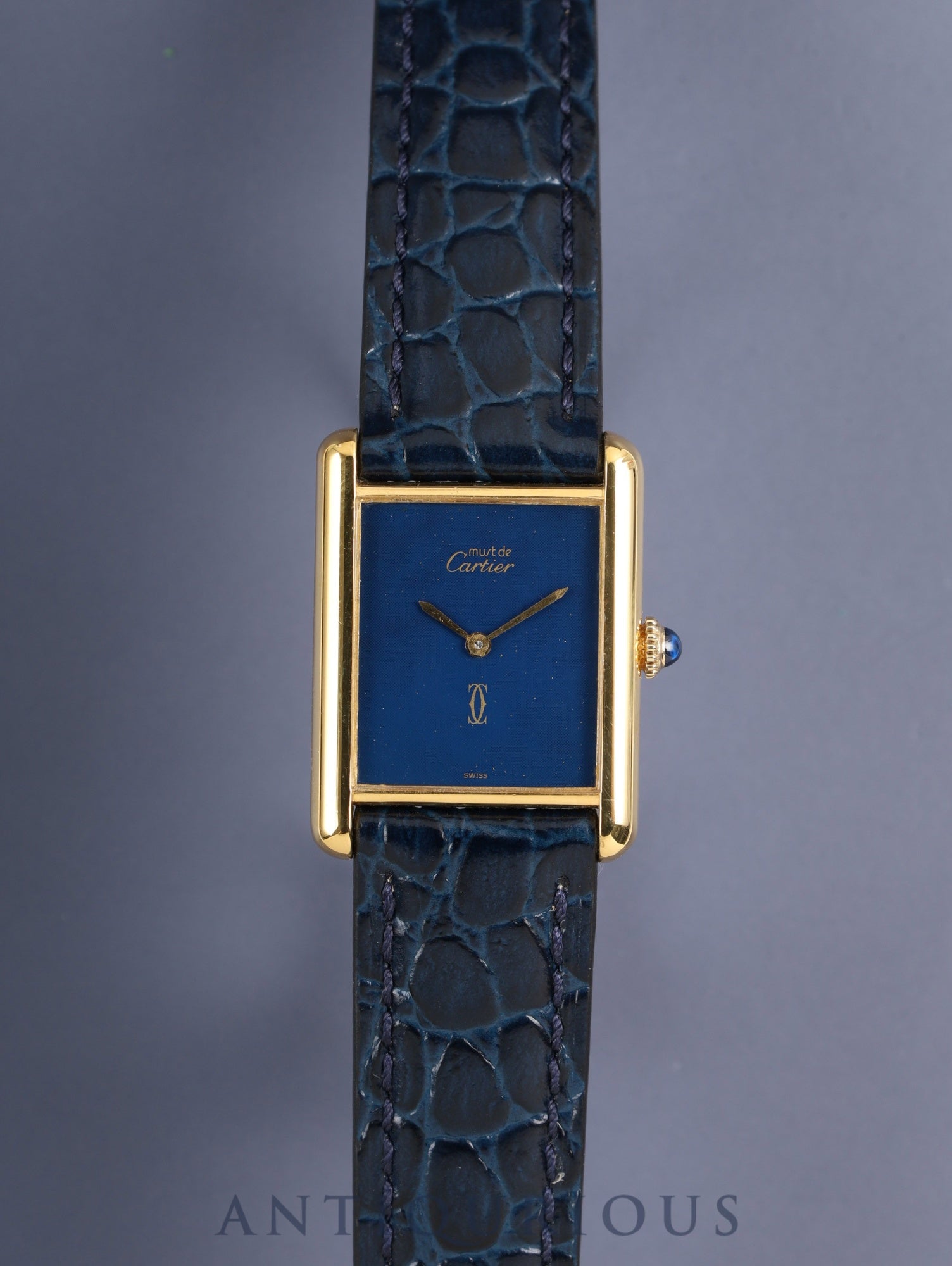 カルティエ マストタンク LM 手巻き Cal.78-1 SV925 革 純正ピンバックル（GP）ラピスラズリ文字盤（SWISS表記 ）オーバーホール済み 新品仕上げ済み