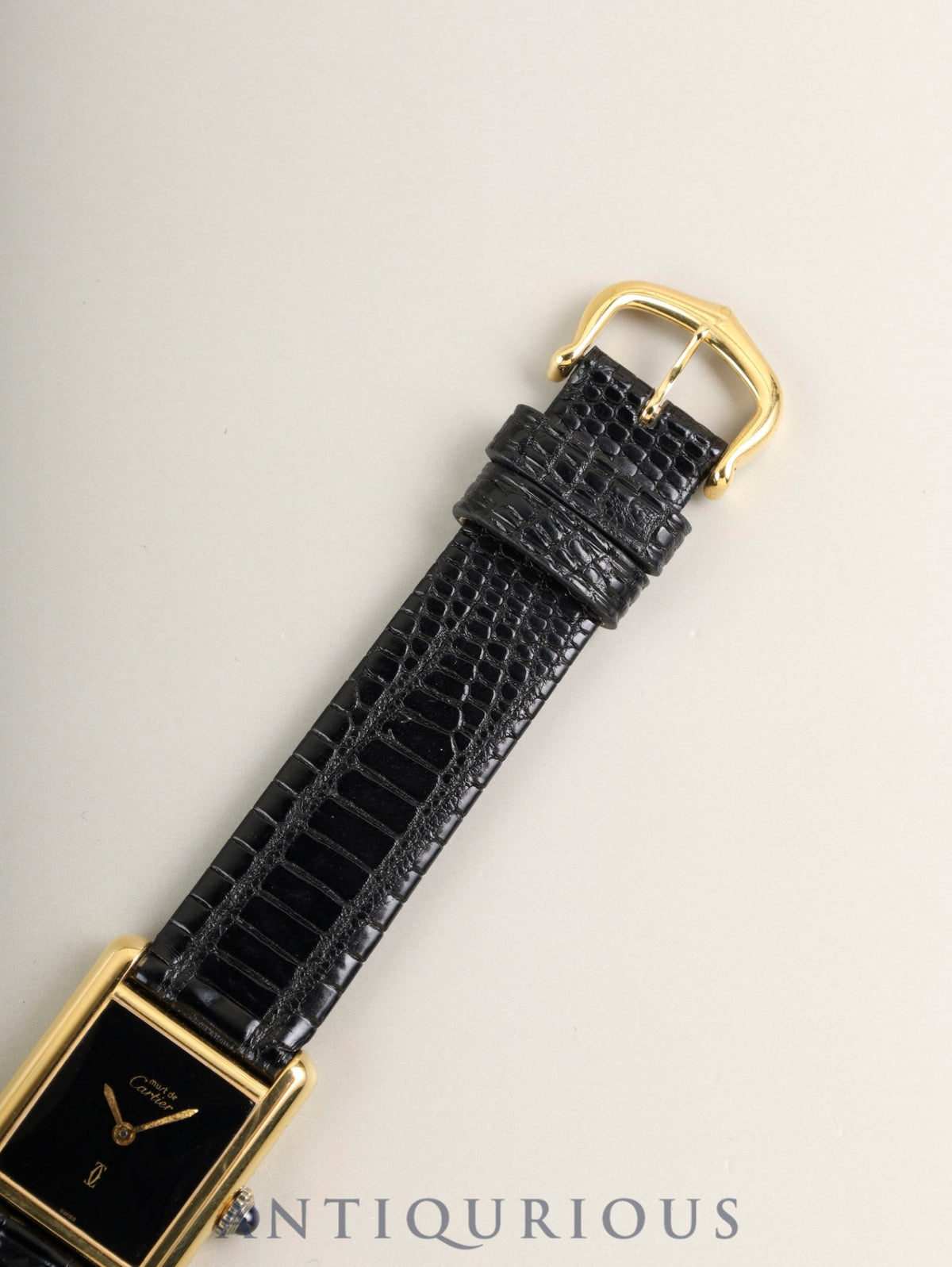 カルティエ マストタンク SM 3 手巻き Cal.78-1 SV925 革 純正ピンバックル（GP）オニキス文字盤（SWISS表記）純正革ベルト（使用感あり）オーバーホール済み 新品仕上げ済み