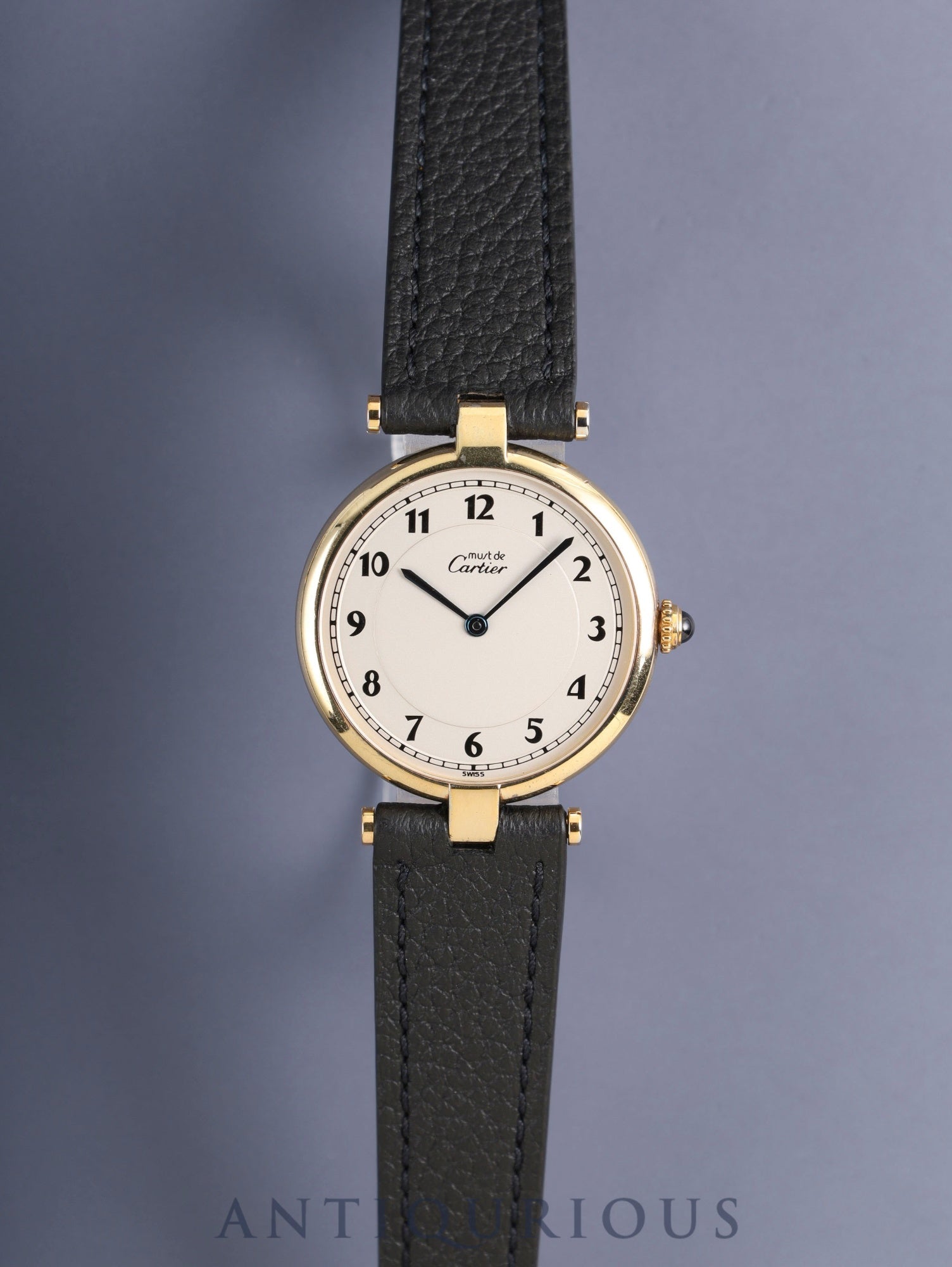 カルティエ マスト  ヴァンドーム VLC LM 590003 クォーツ Cal.90 SV925 革 純正ピンバックル（GP）アラビア文字盤（SWISS表記）オーバーホール済み