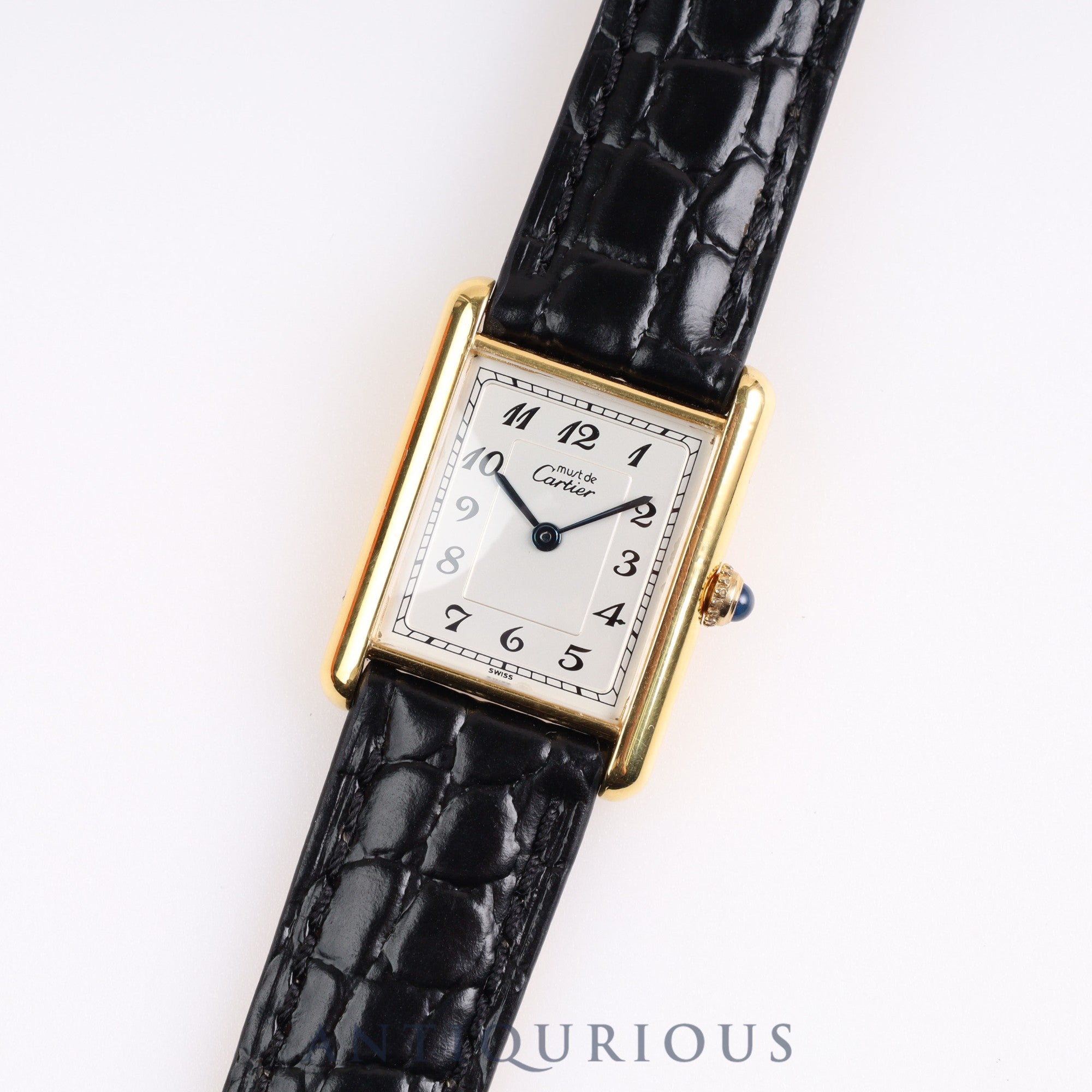 Cartier Must Tank LM QZ 590005 Arabic Dial SV925 Leather