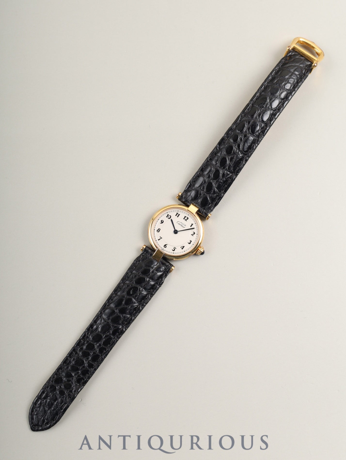 Cartier Must Vendome VLC SM 590004 Quartz Cal.90 SV925 Leather Genuine Deployant Buckle (GP) Arabic Dial (SWISS marking) Overhauled